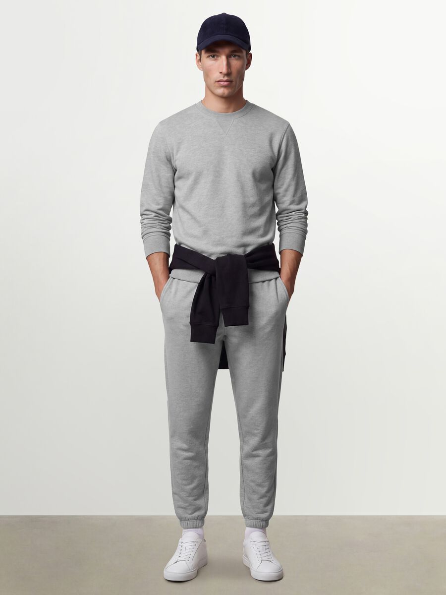 Grey cotton-blend joggers, regular fit_0