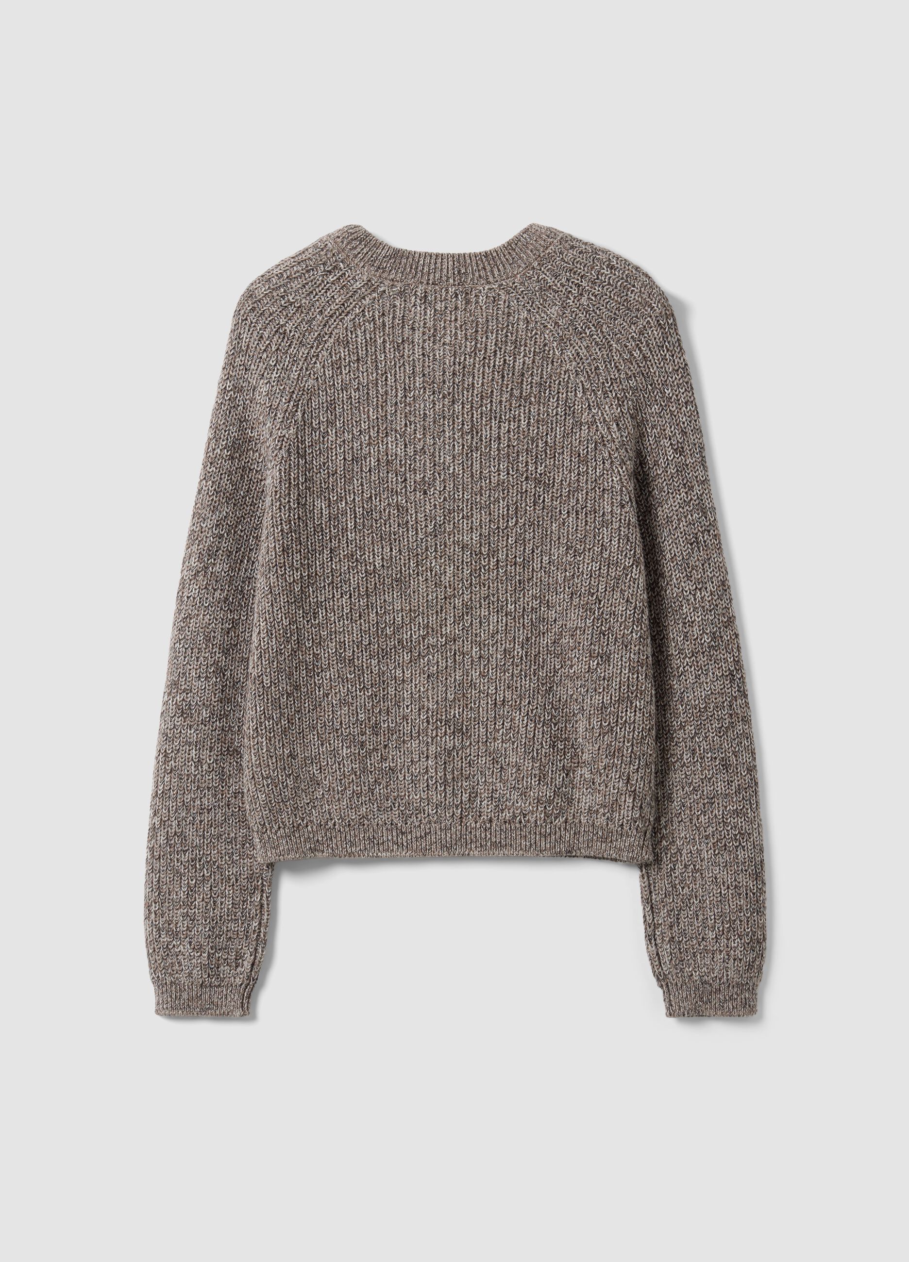 Grey pure cotton knit cardigan in regular fit
