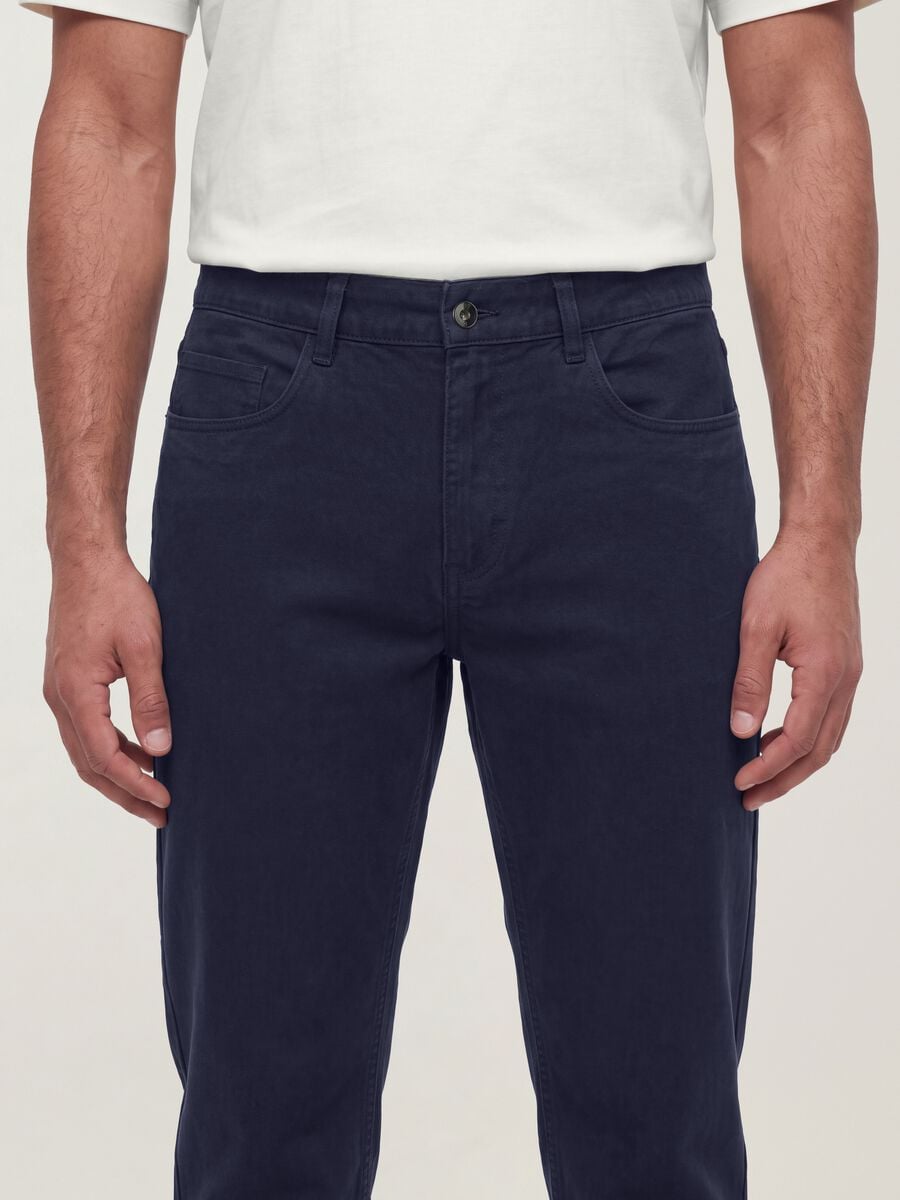Blue pure cotton five-pocket trousers_4