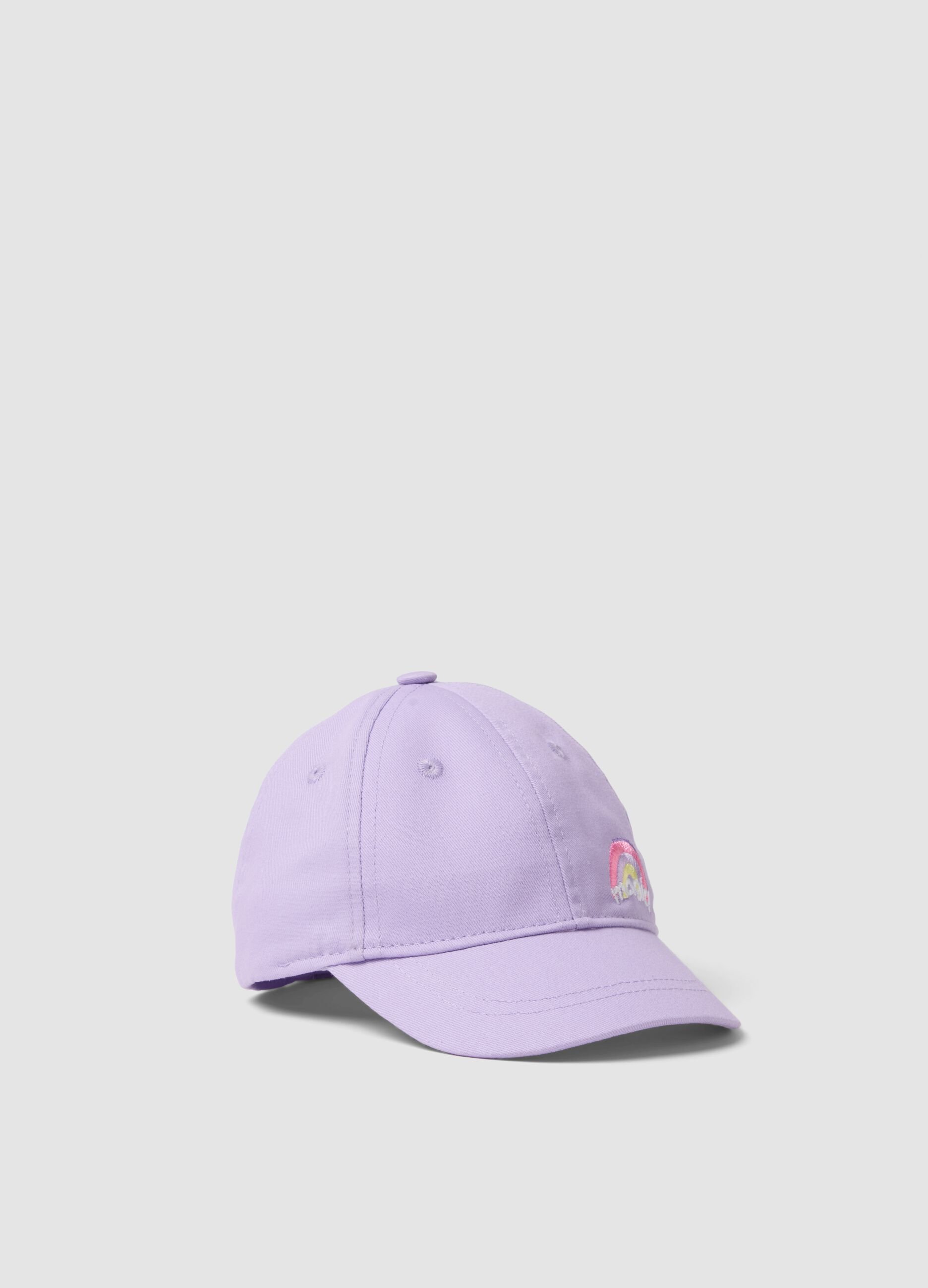 Purple pure cotton baseball cap for kids with embroidery
