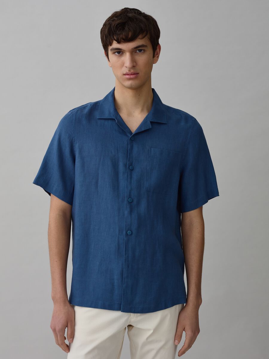 100% linen shirt with short sleeves_0