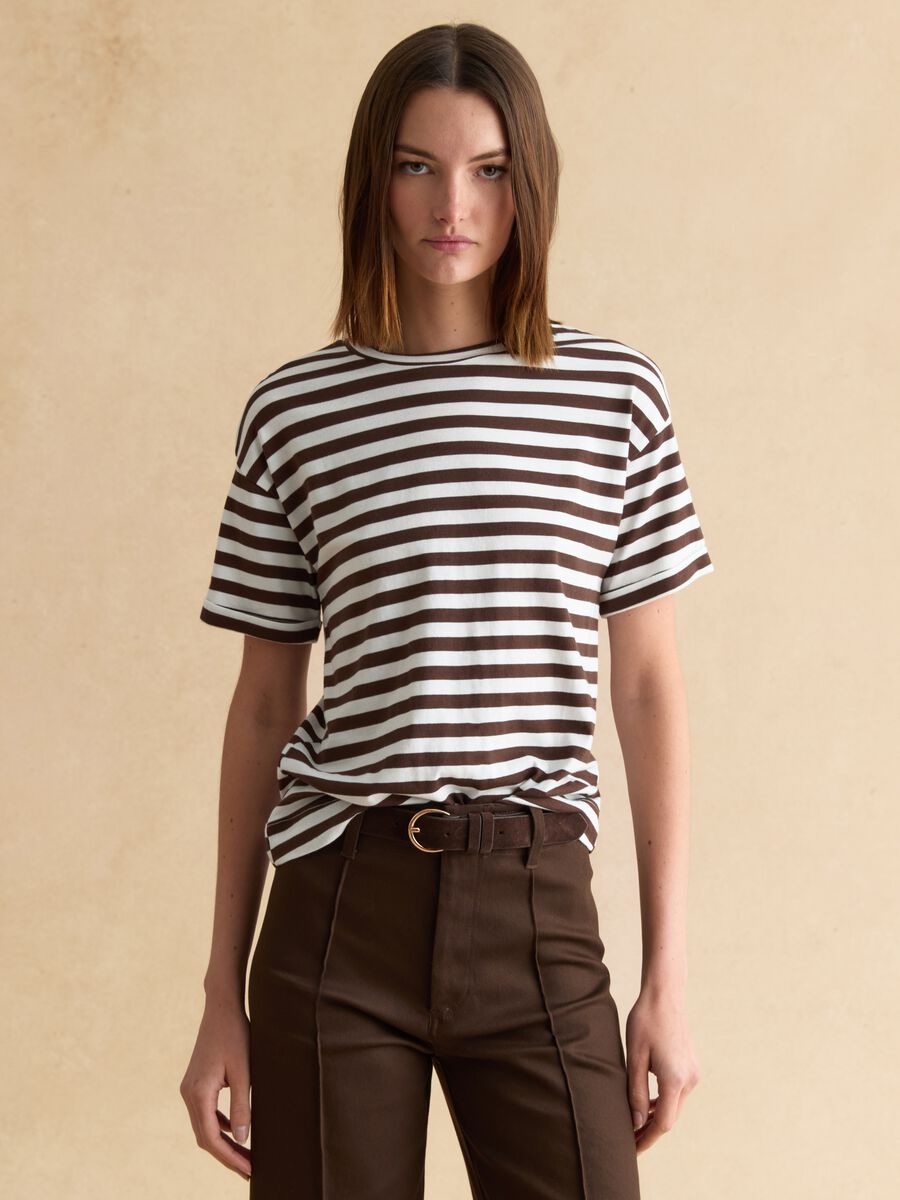 Regular fit multicolour striped cotton t-shirt_1