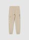Boy's beige regular fit pure cotton joggers_4