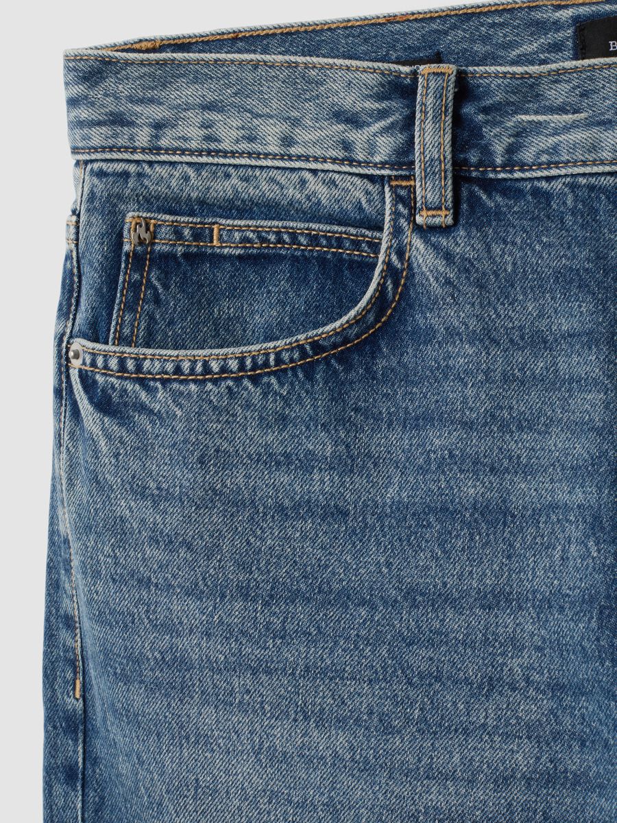 Blue denim jeans in pure cotton, loose fit_1