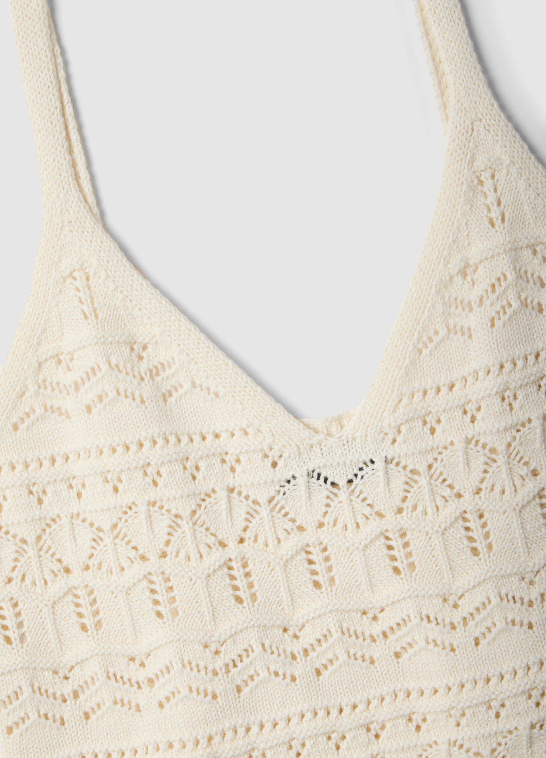 Wei&szlig;es Regular-Fit-Top aus reiner Baumwolle mit Strickstruktur