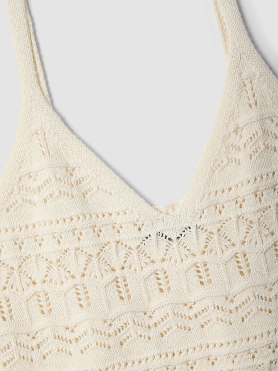 Wei&szlig;es Regular-Fit-Top aus reiner Baumwolle mit Strickstruktur_5