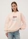 Pink cotton-blend sweatshirt with kitten print, regular fit_0