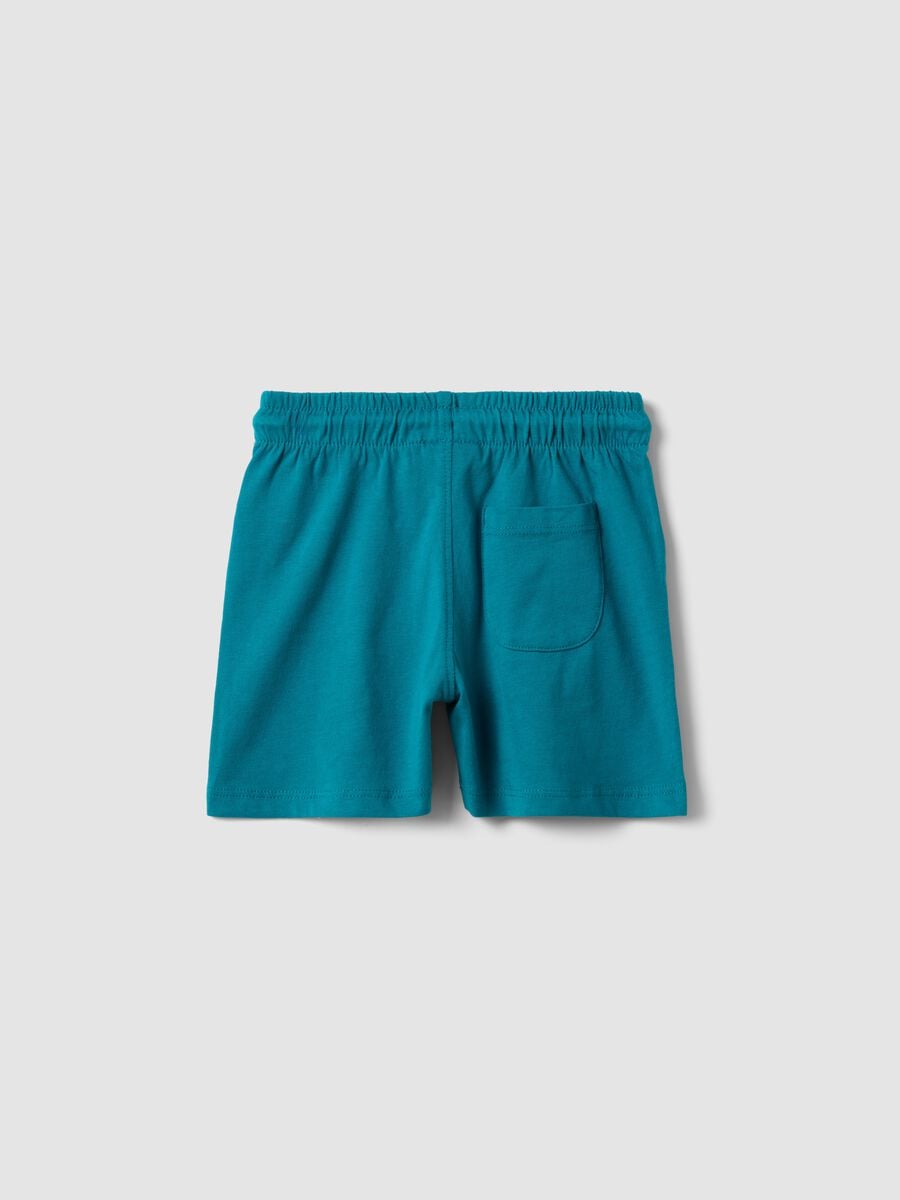 Blue pure organic cotton shorts with elasticated waistband for baby boy, regular fit_1