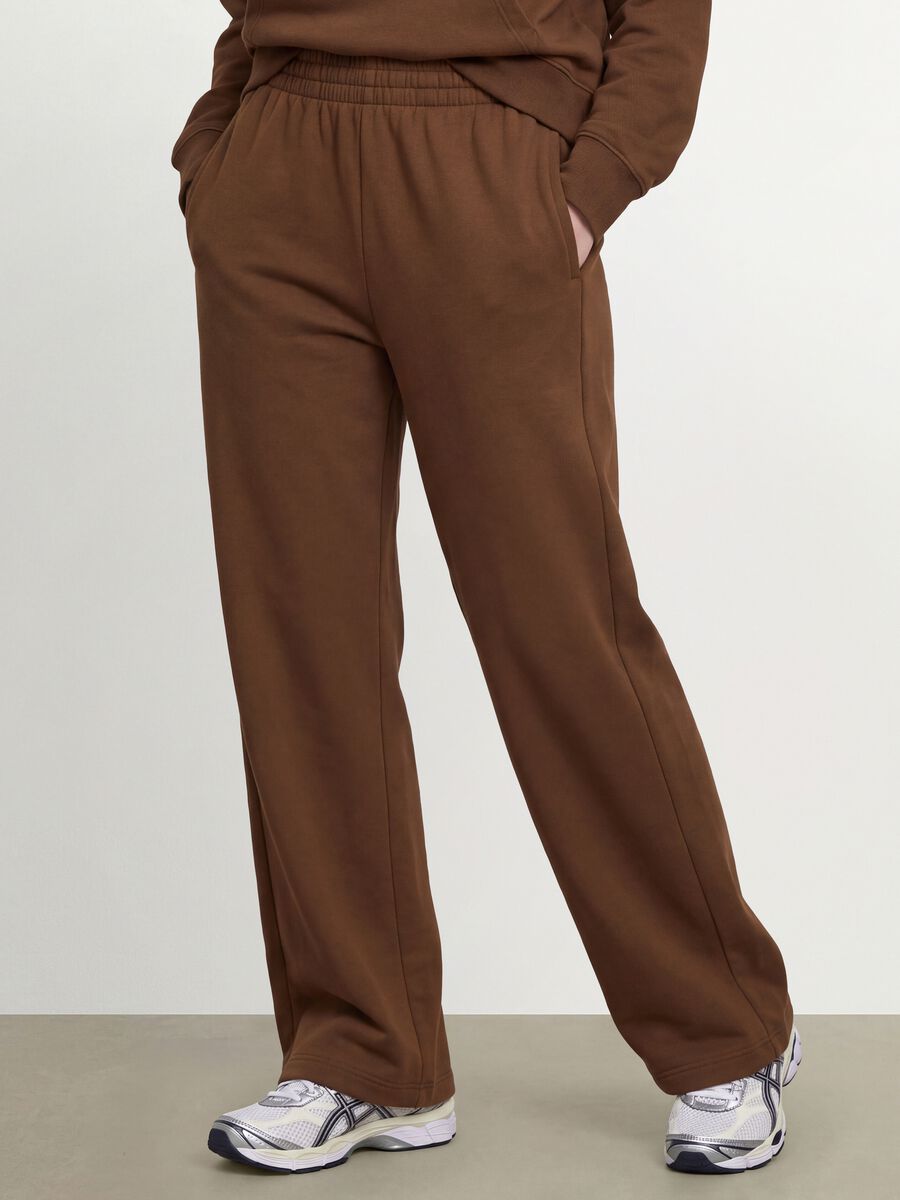 Brown cotton-blend straight-fit joggers_1