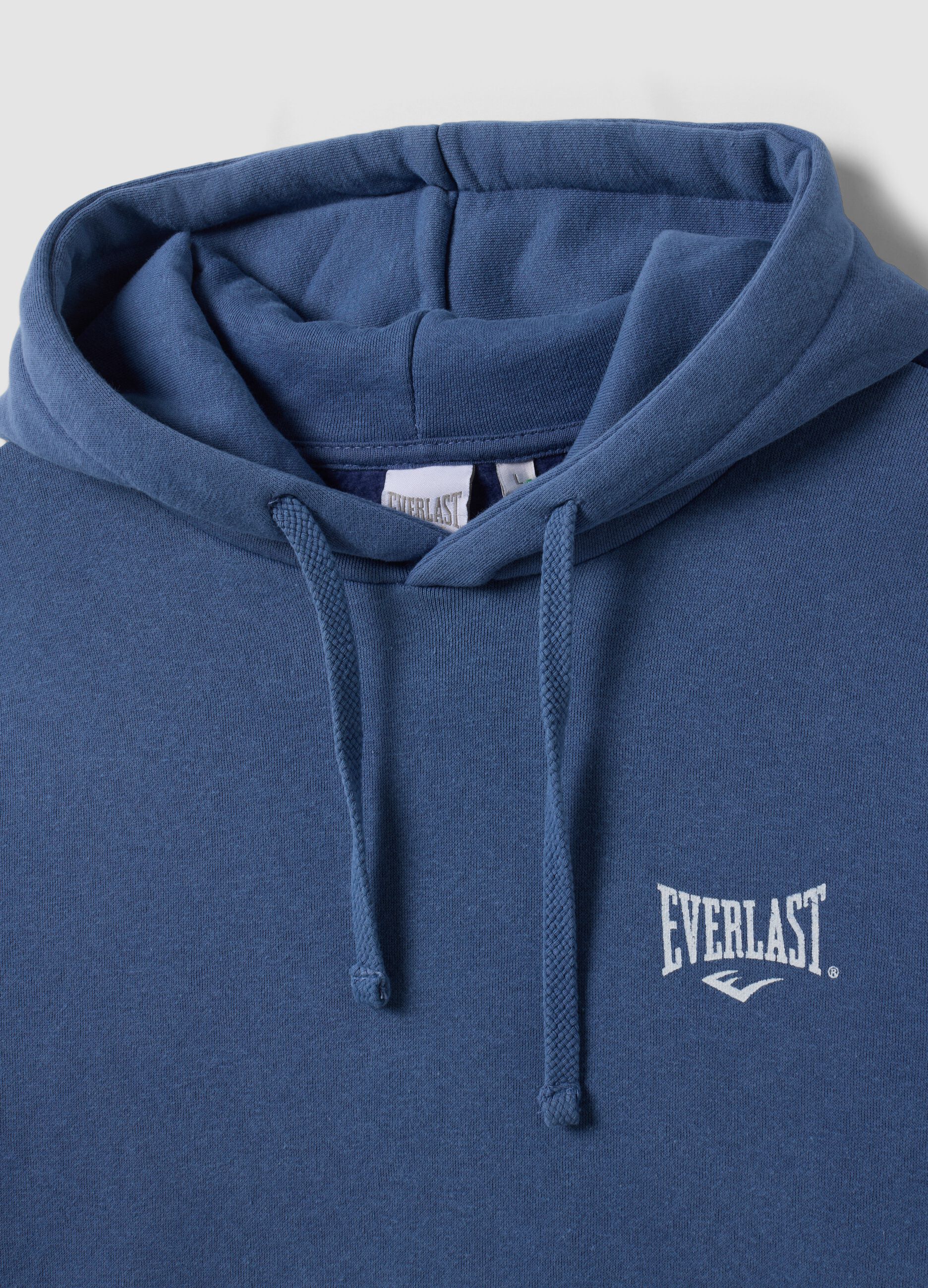 Blue hooded sweatshirt in cotton blend with logo