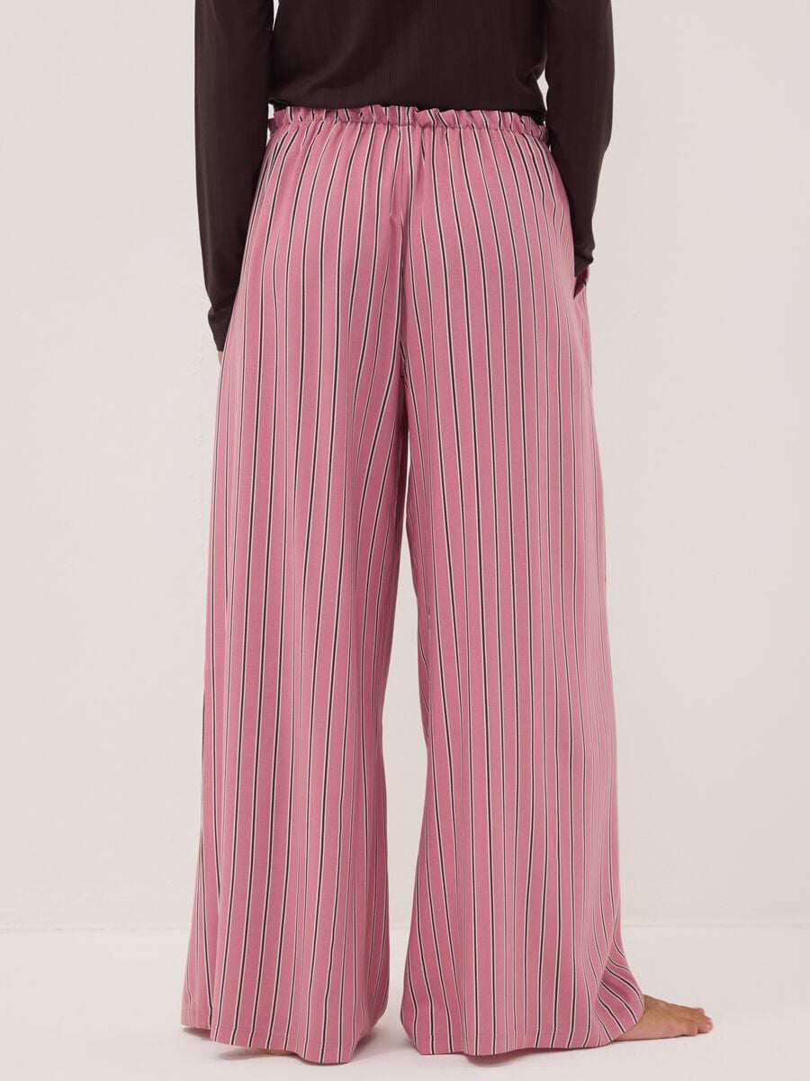 Pink pure viscose striped pyjama trousers_3