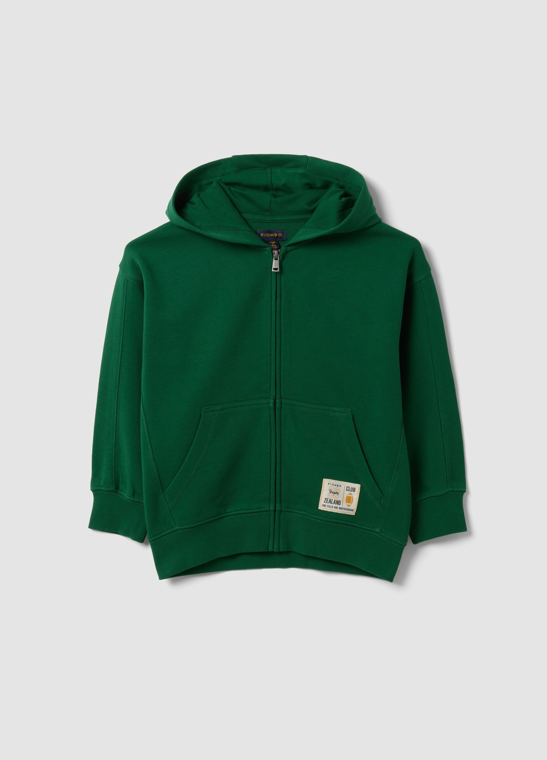 Felpa verde in puro cotone con cappuccio regular fit per bambino