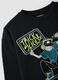 Schwarzes Sweatshirt aus reiner Baumwolle mit Rundhals und Print_2