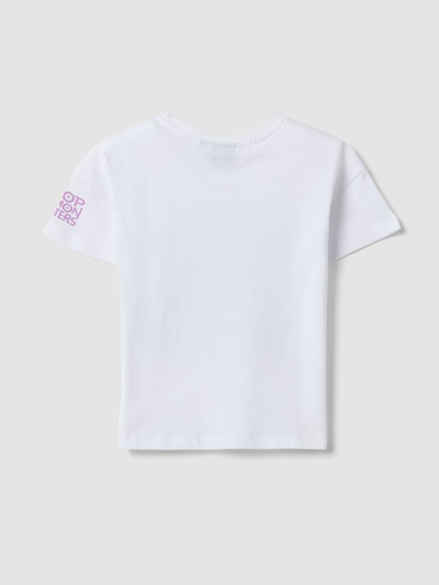 Girls' Pure Cotton White T-shirt Regular Fit with Print_1