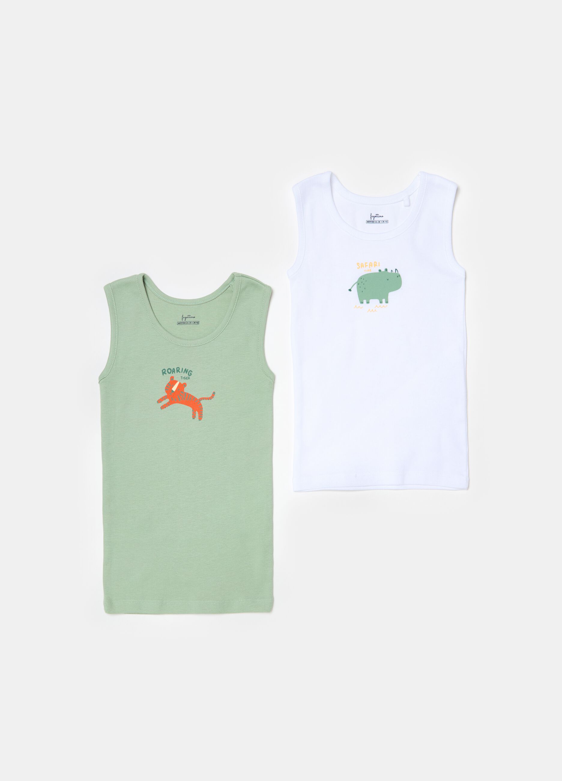 Two-pack racerback vests with animals print