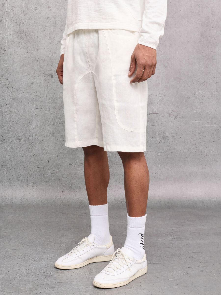 100% Linen Shorts White_1