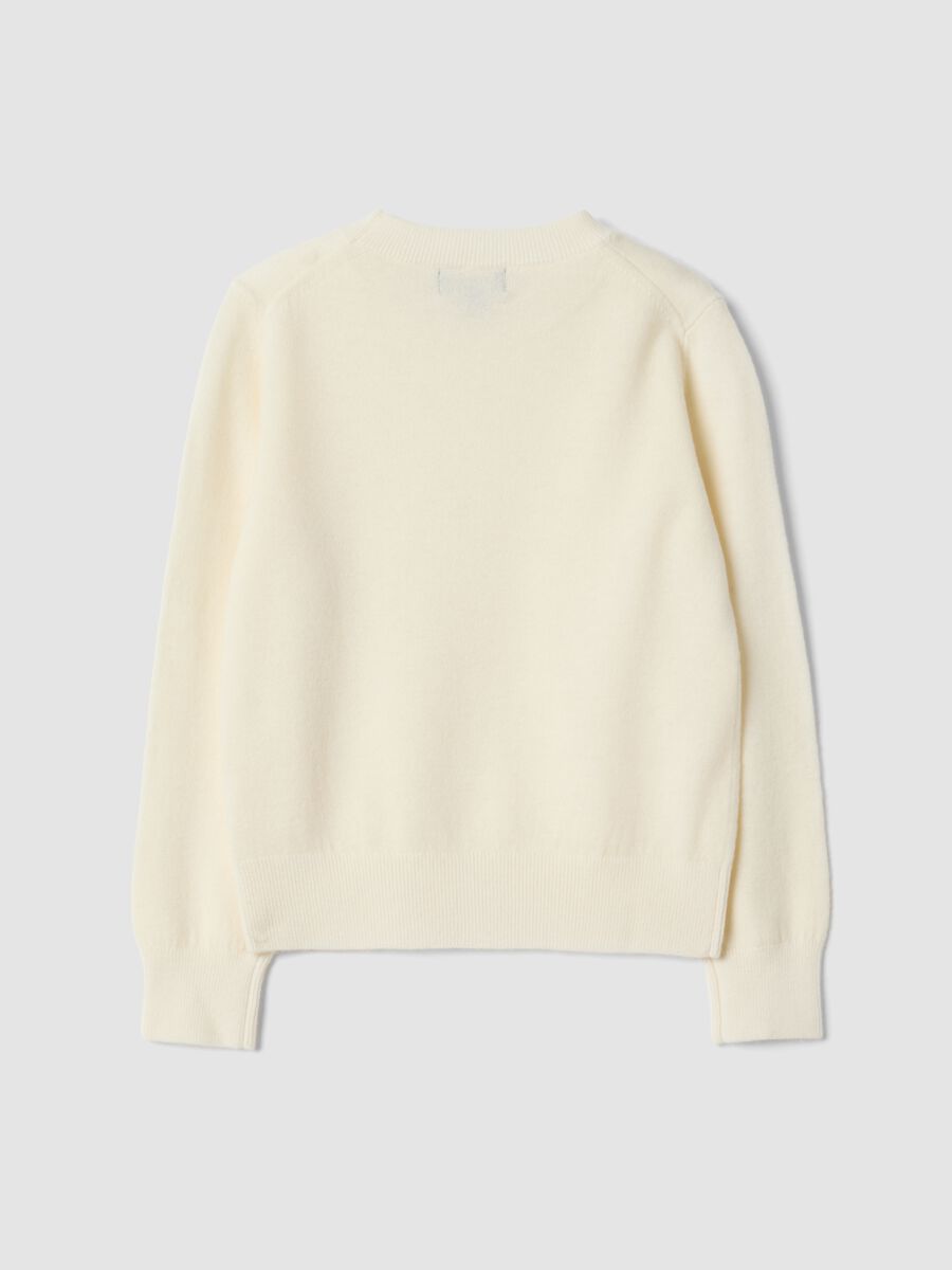 Maglione bianco in pura lana a maniche lunghe regular fit_2