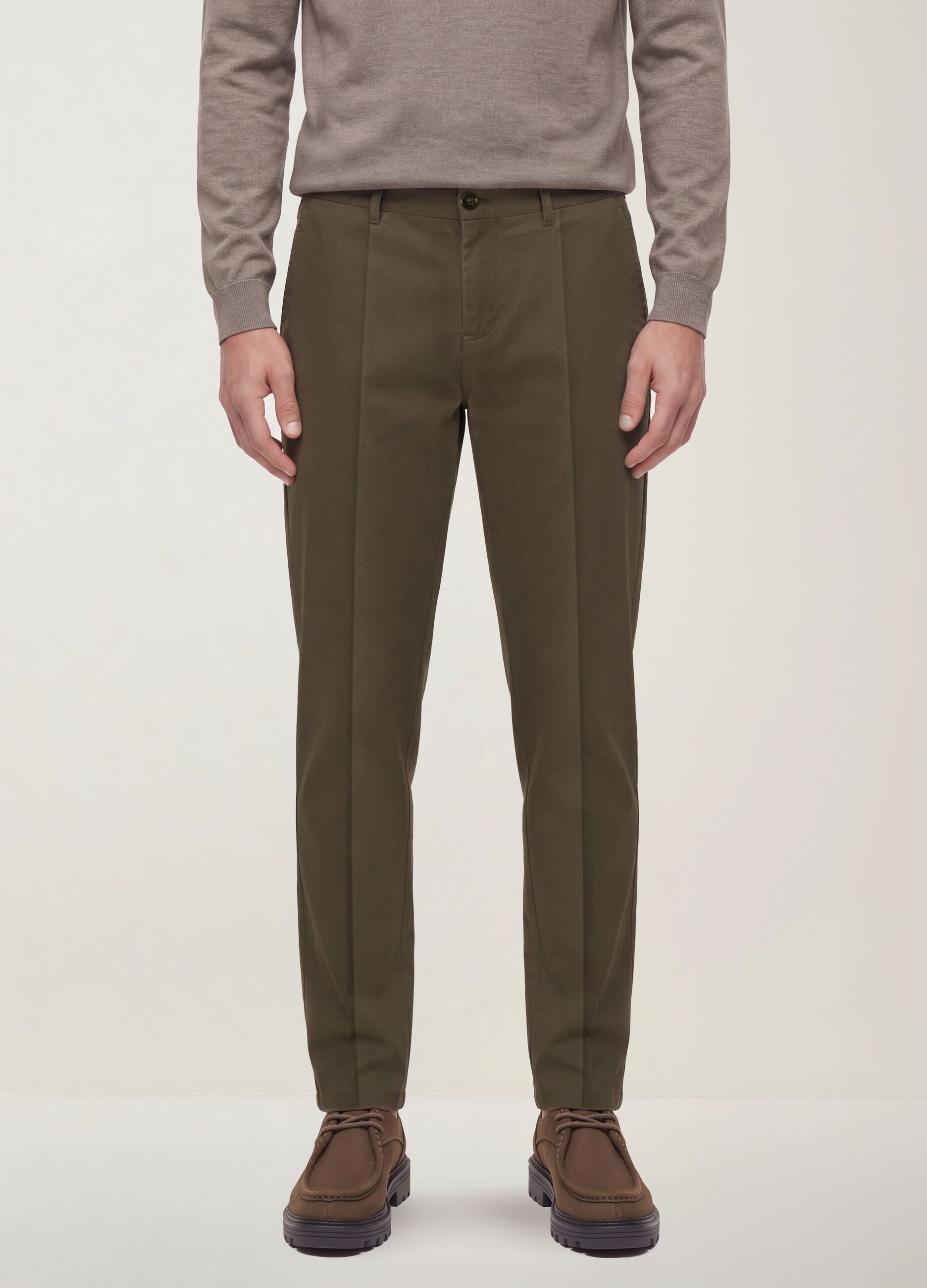 Green slim-fit stretch cotton twill chino trousers