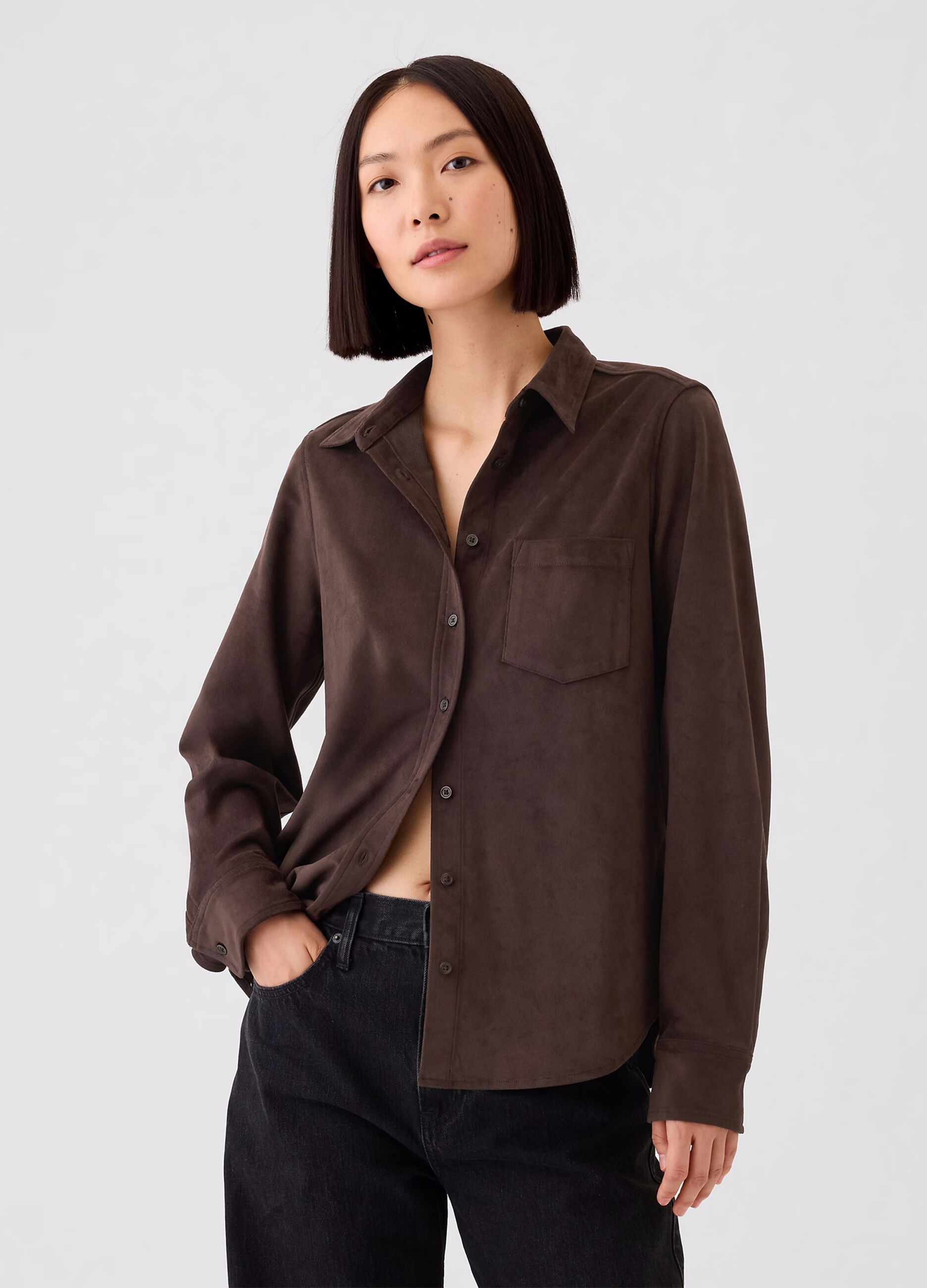 Suede shirt with pocket