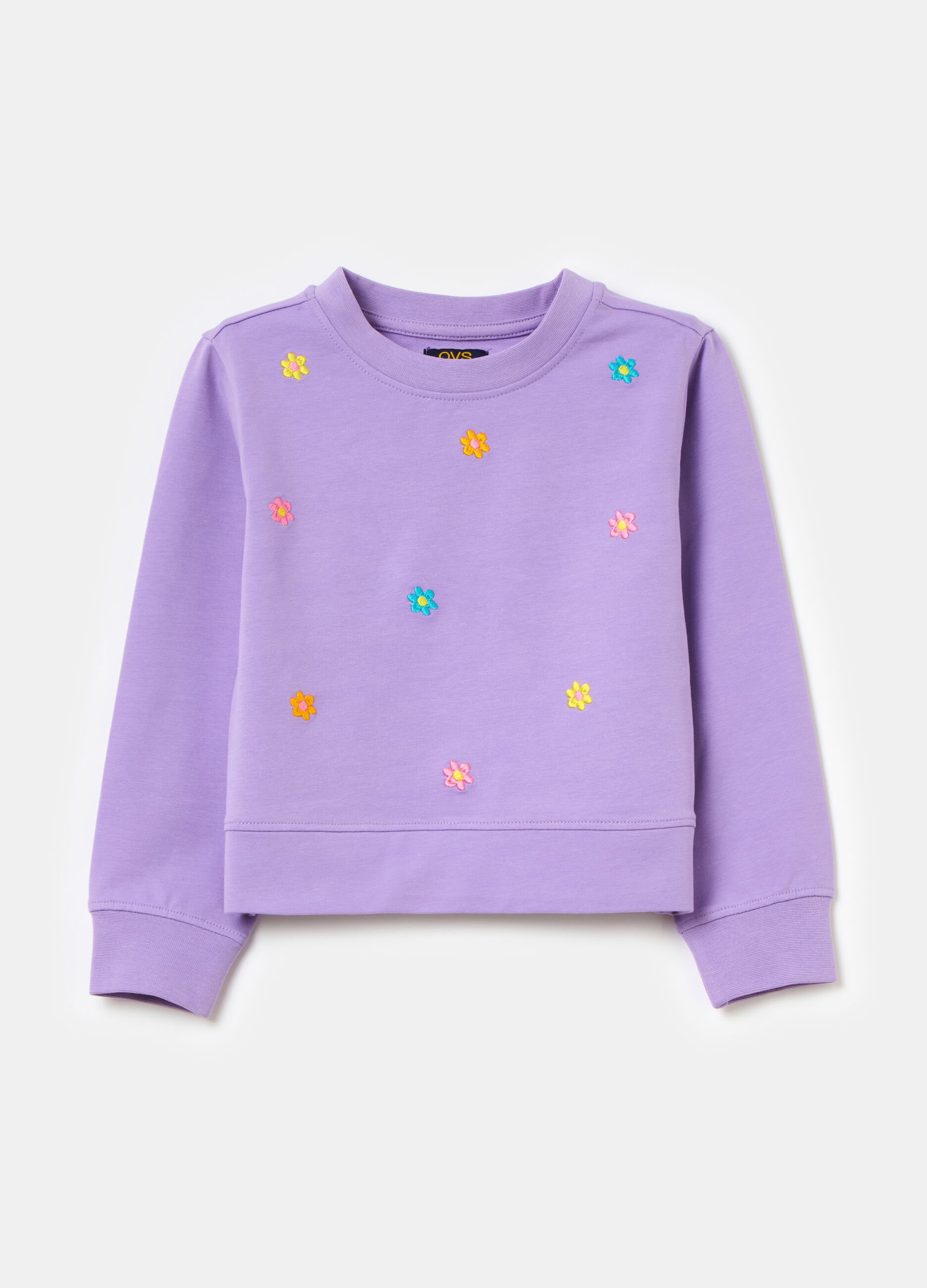 Sweatshirt with small flowers embroidery