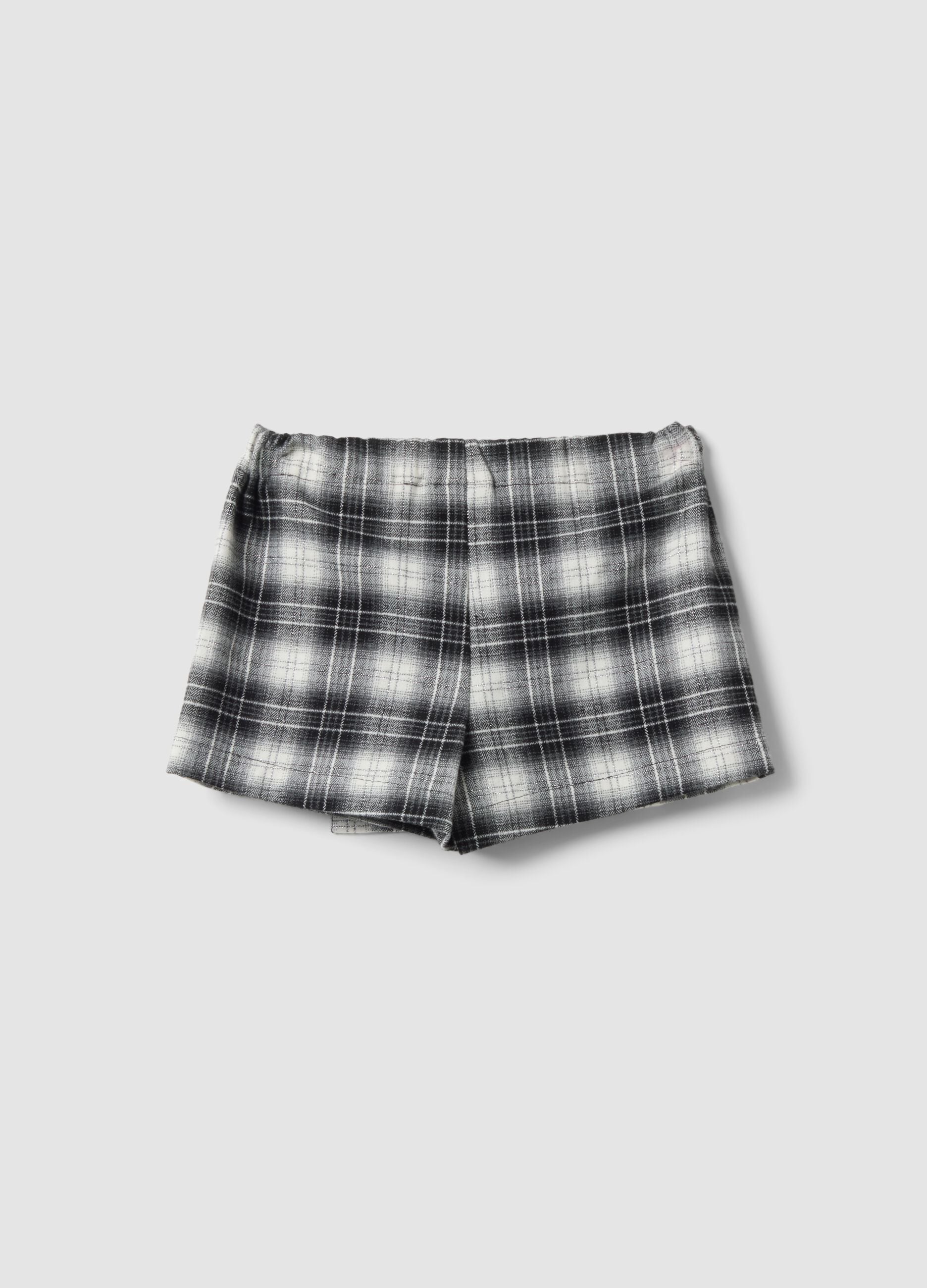 Gonna pantalone nera in viscosa elasticizzata a quadri