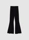Black stretch fabric flare trousers with glitter_4