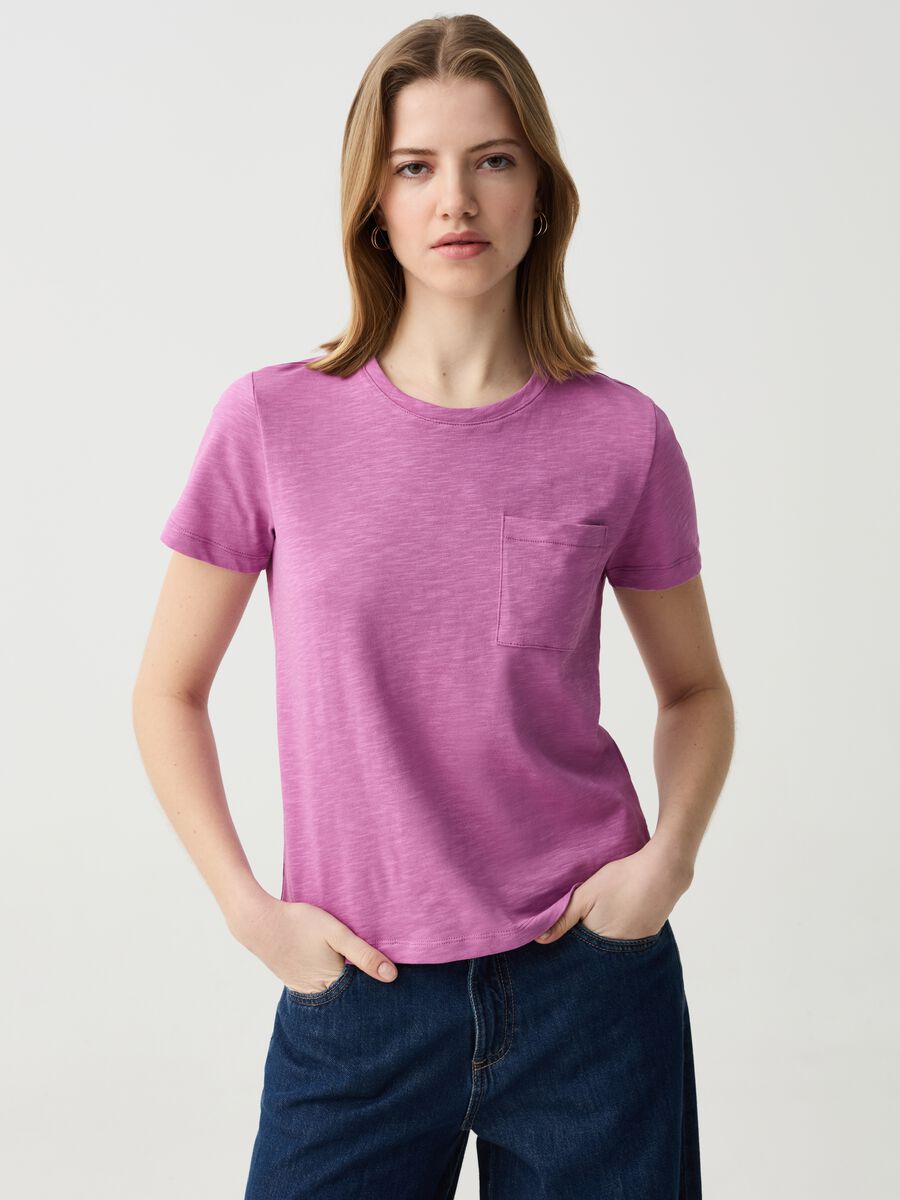 Essential mélange cotton T-shirt with pocket_0
