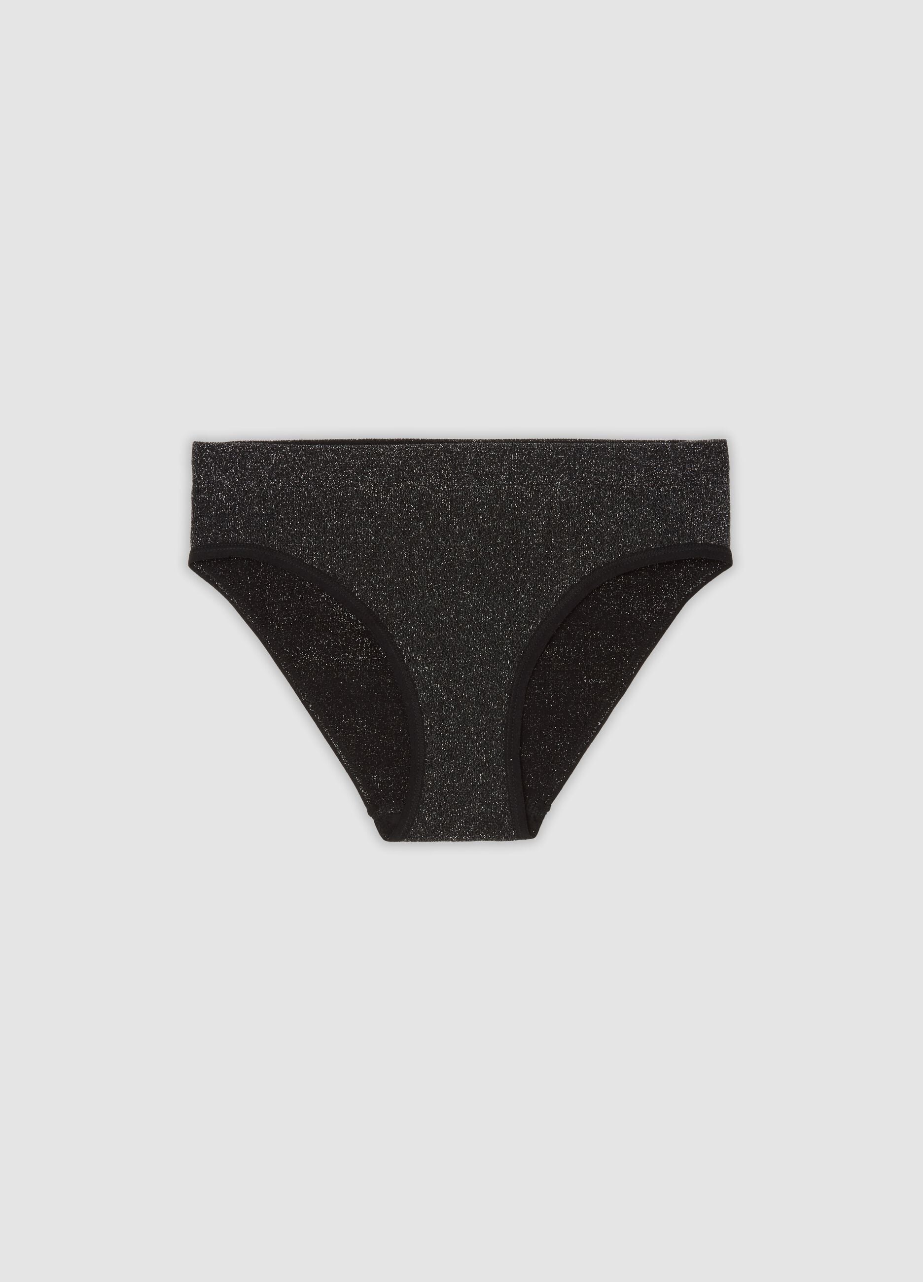 Cueca preta em algod&atilde;o org&acirc;nico de cintura regular com Lurex