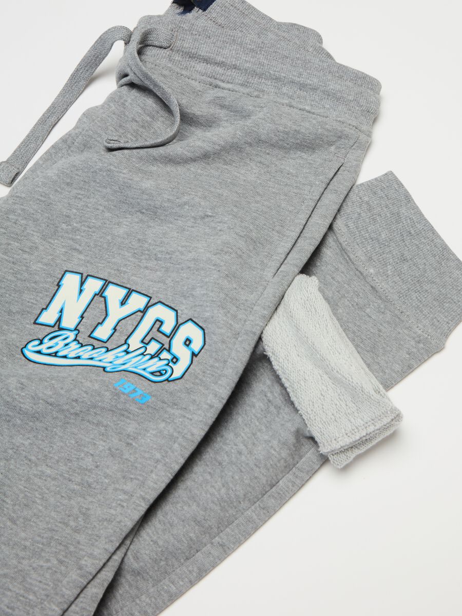Fleece joggers with lettering print_2