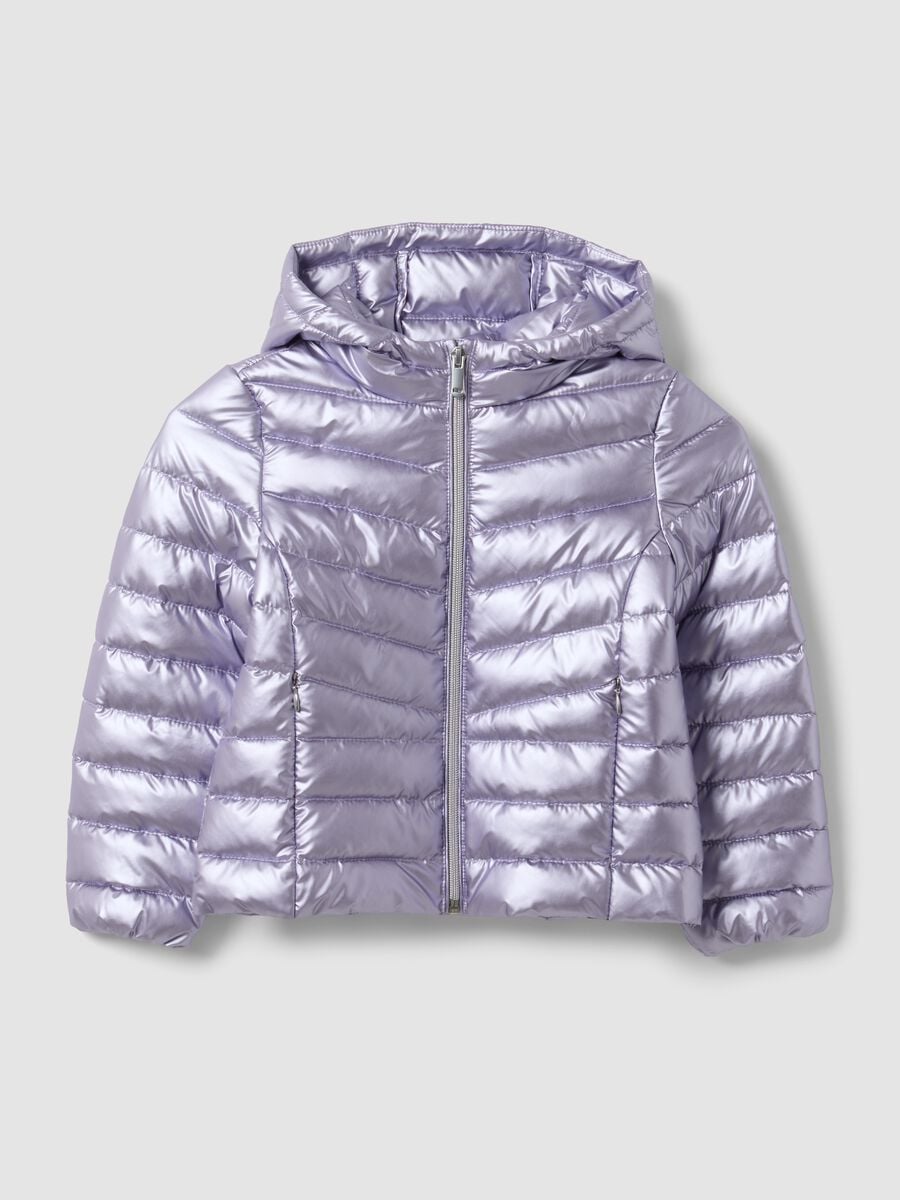 Ultralight Steppjacke in Violett mit Kapuze und Reissverschluss f&uuml;r M&auml;dchen_0