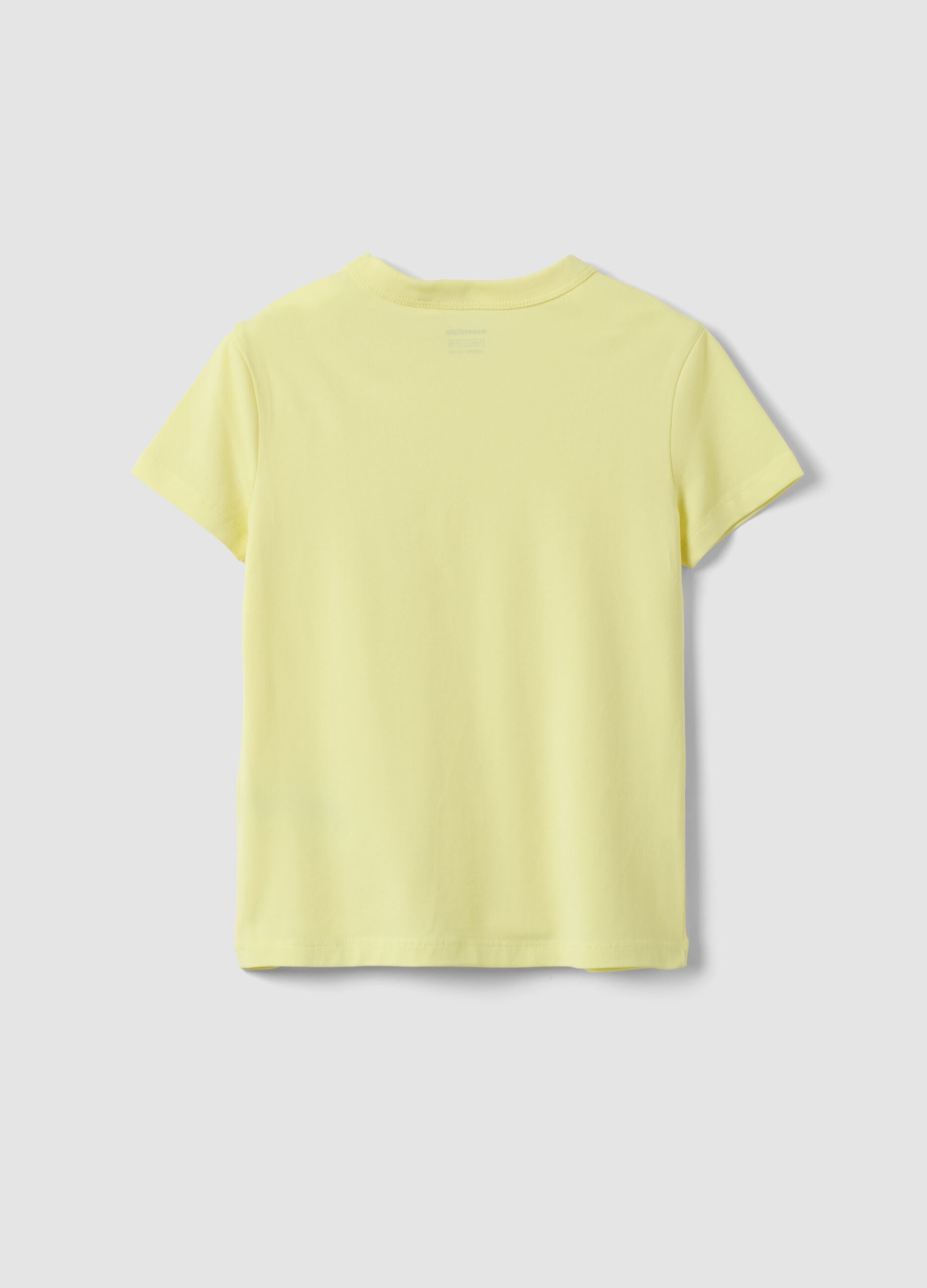 T-shirt amarela de algod&atilde;o el&aacute;stico para rapariga, corte regular