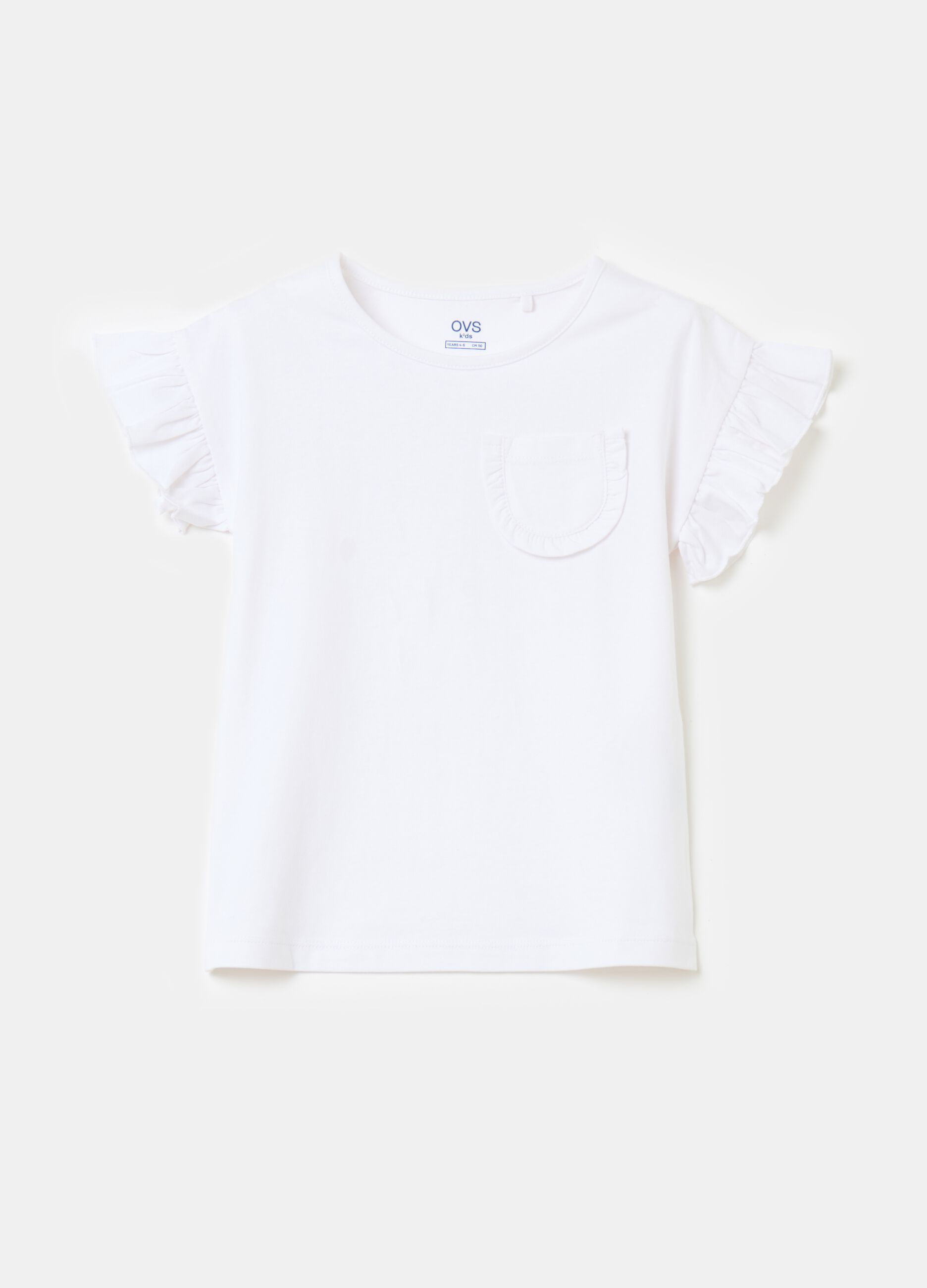 T-shirt with flounce and pocket