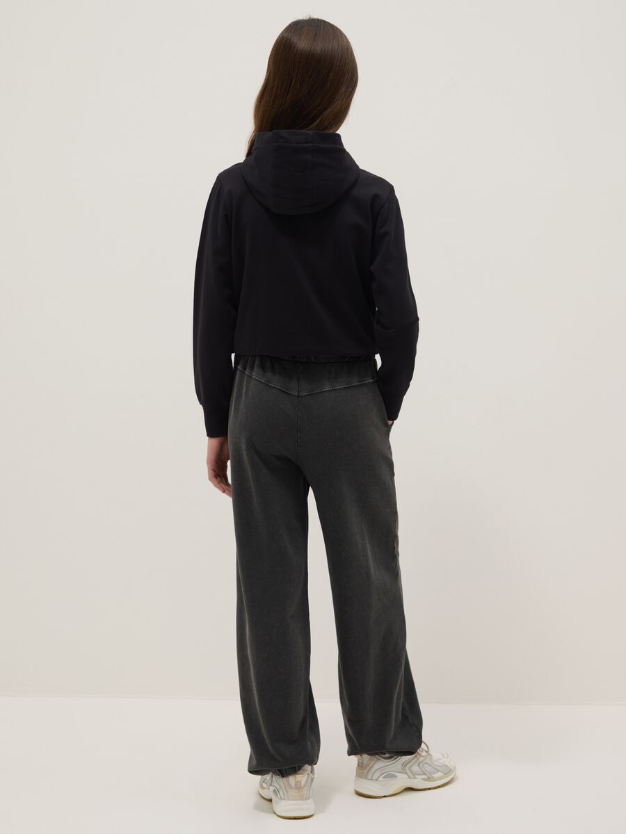 Girls' Oversized Fit Grey Pure Cotton Jogger Trousers_1