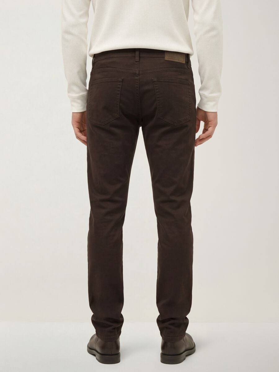 Brown slim-fit stretch cotton trousers_3