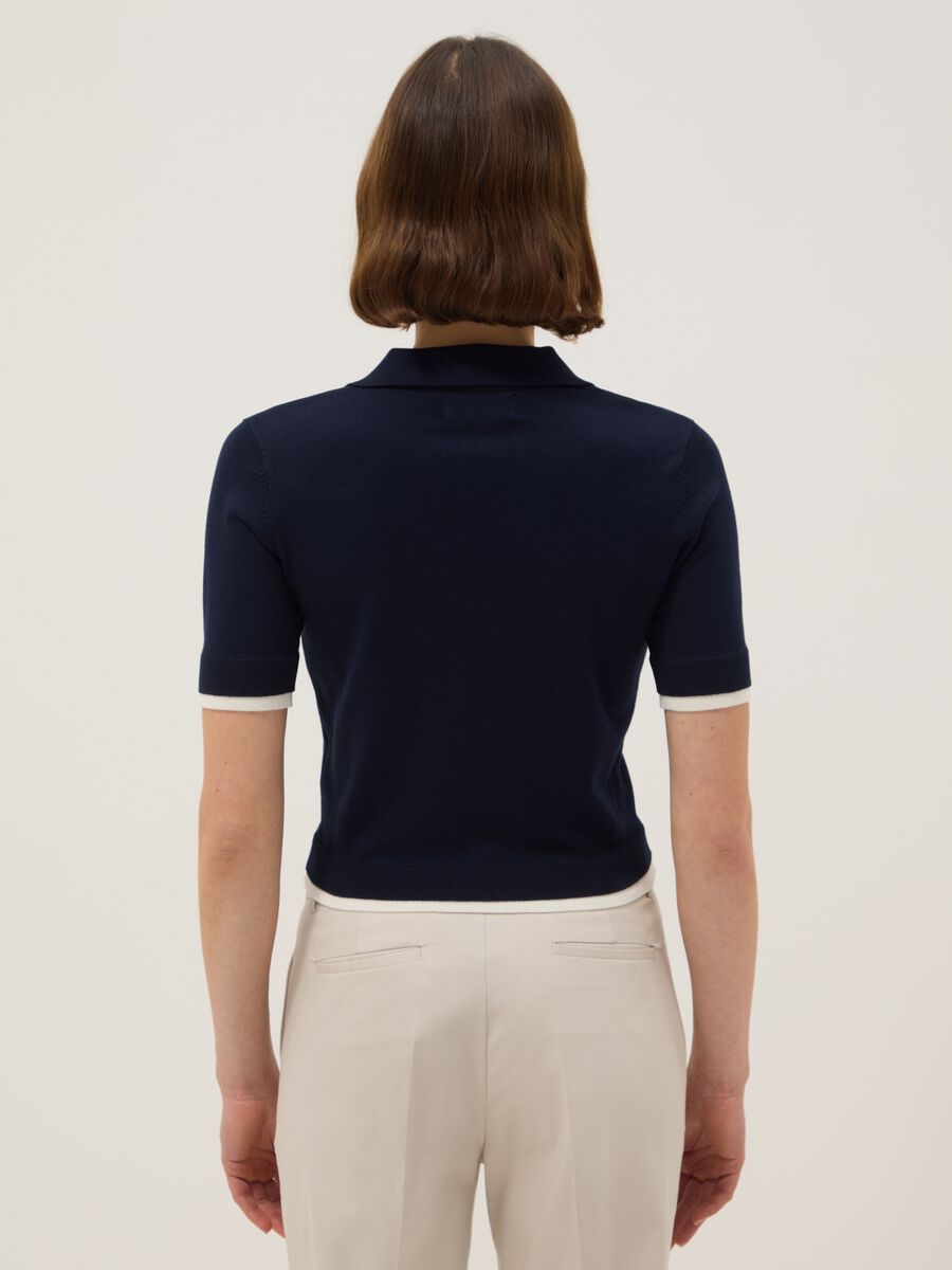 Blue regular fit viscose blend polo_2