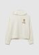 White cotton blend regular fit sweatshirt with print_4