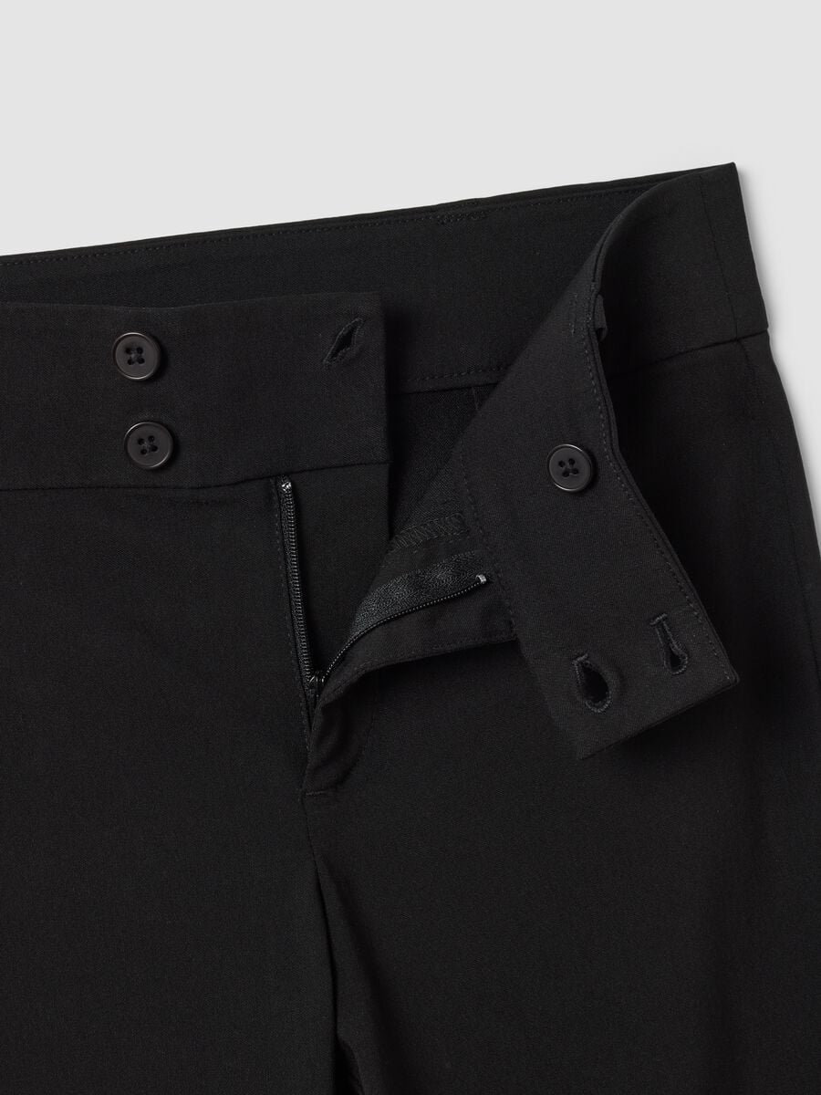 Black flared trousers in stretch viscose_1