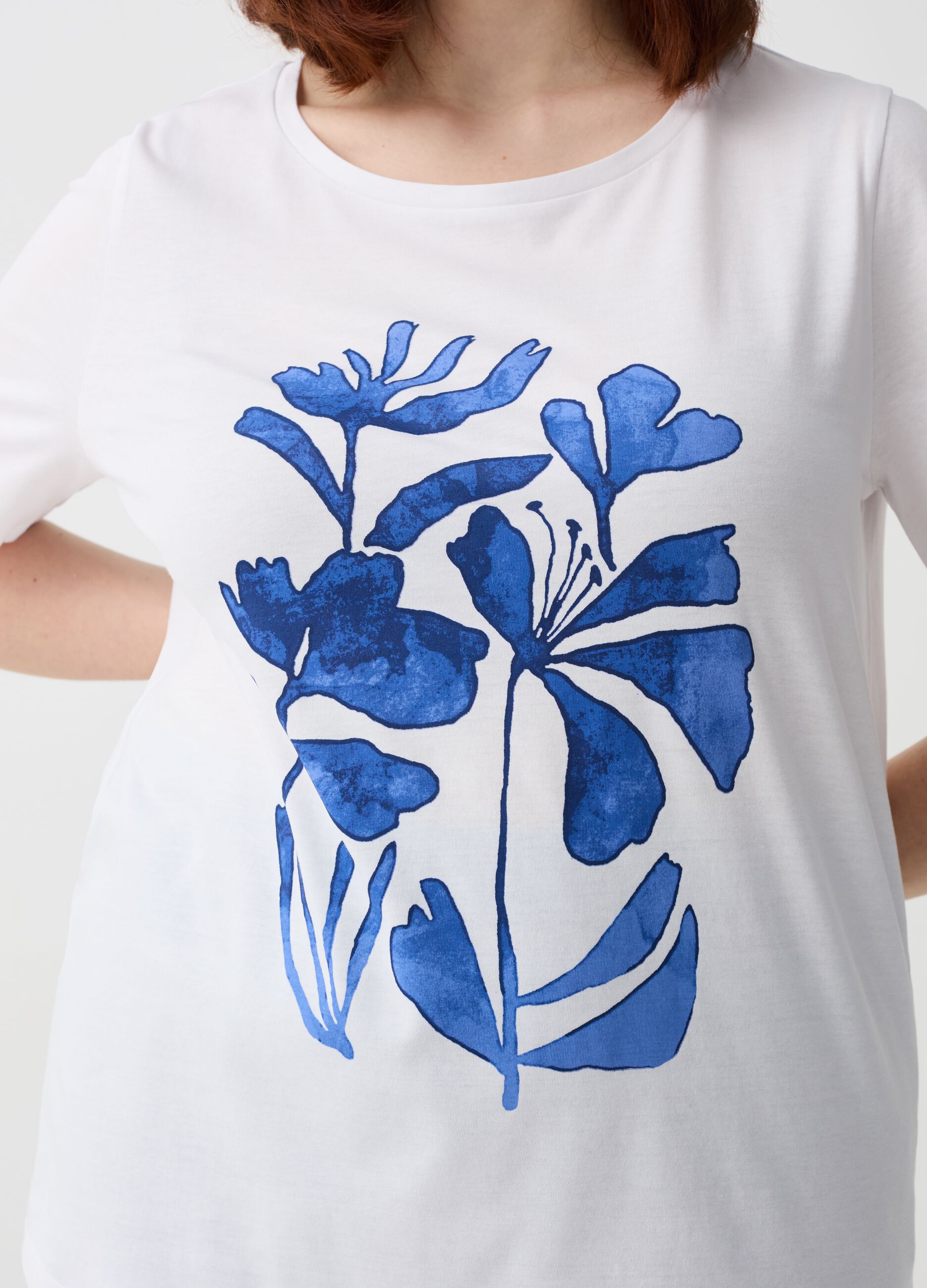 Curvy T-shirt in organic cotton with print