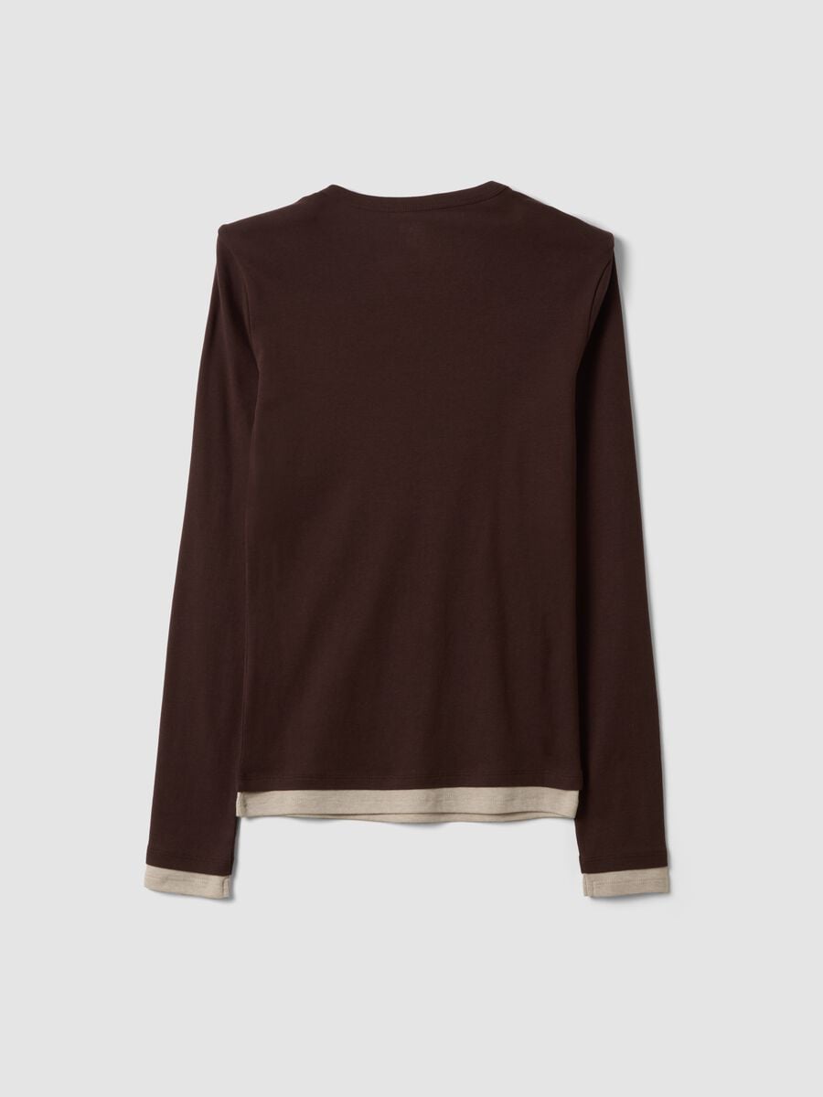 Brown cotton-blend crew-neck T-shirt_5