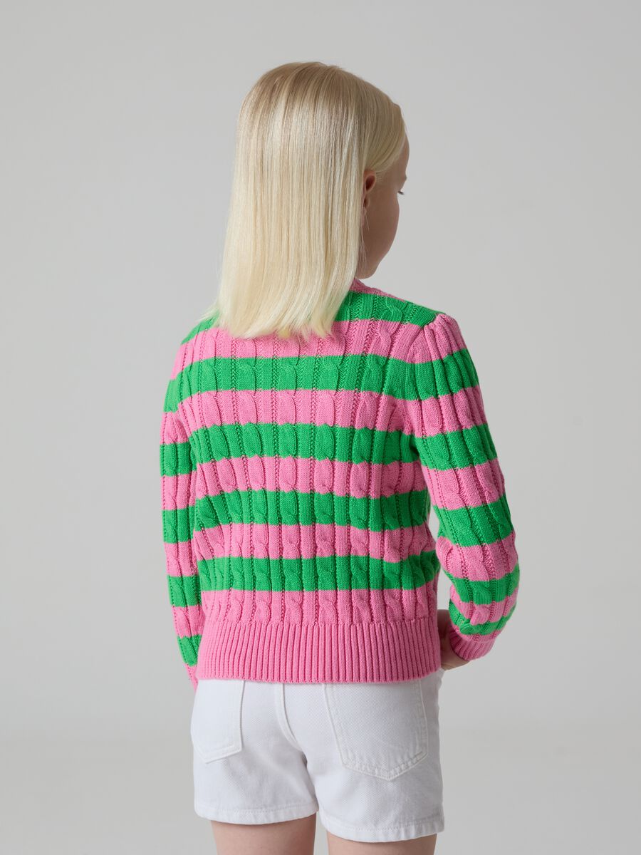 Striped pullover with cable design_2
