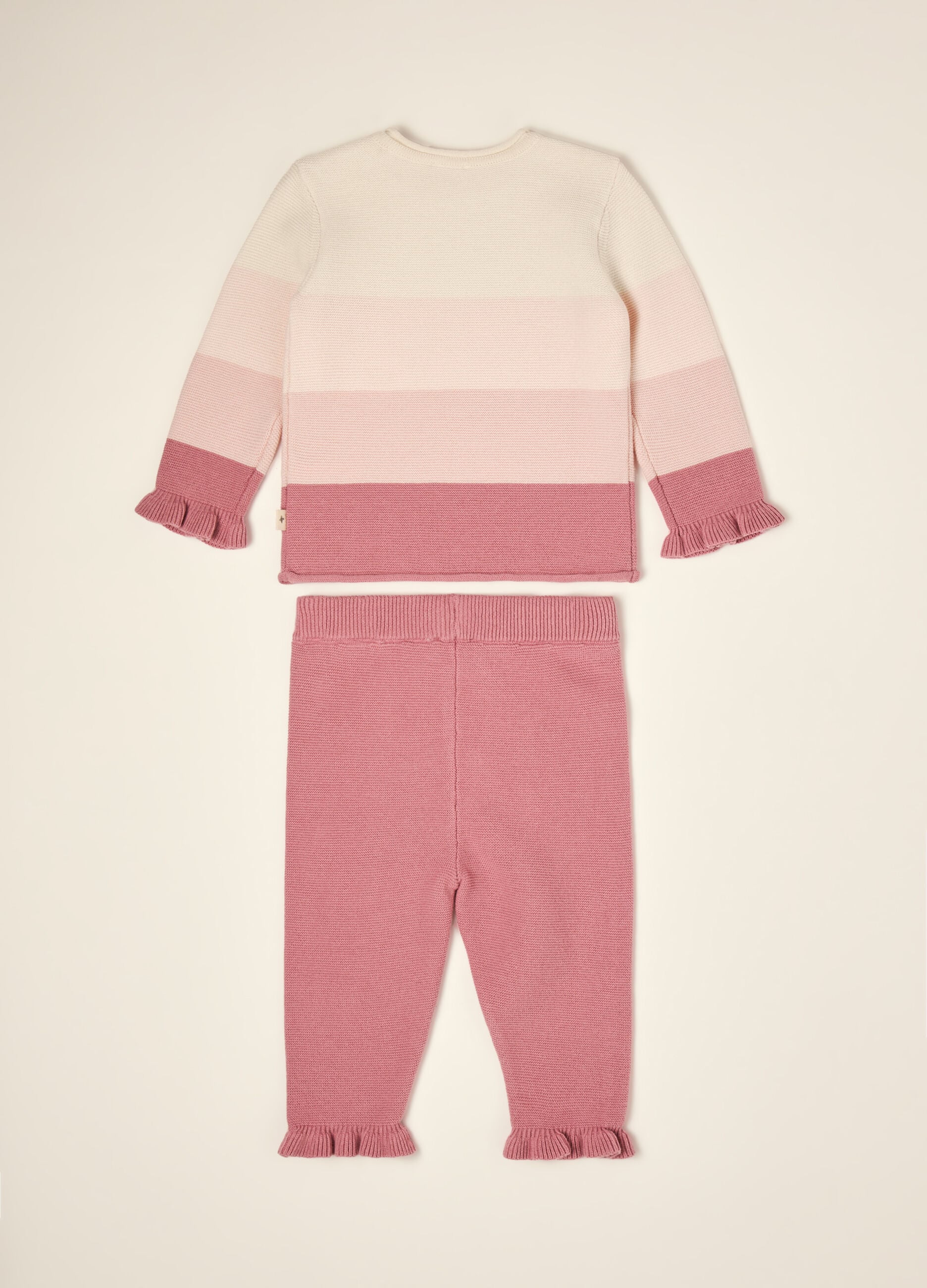 Conjunto rosa em puro algod&atilde;o com camisola de malha e cal&ccedil;as