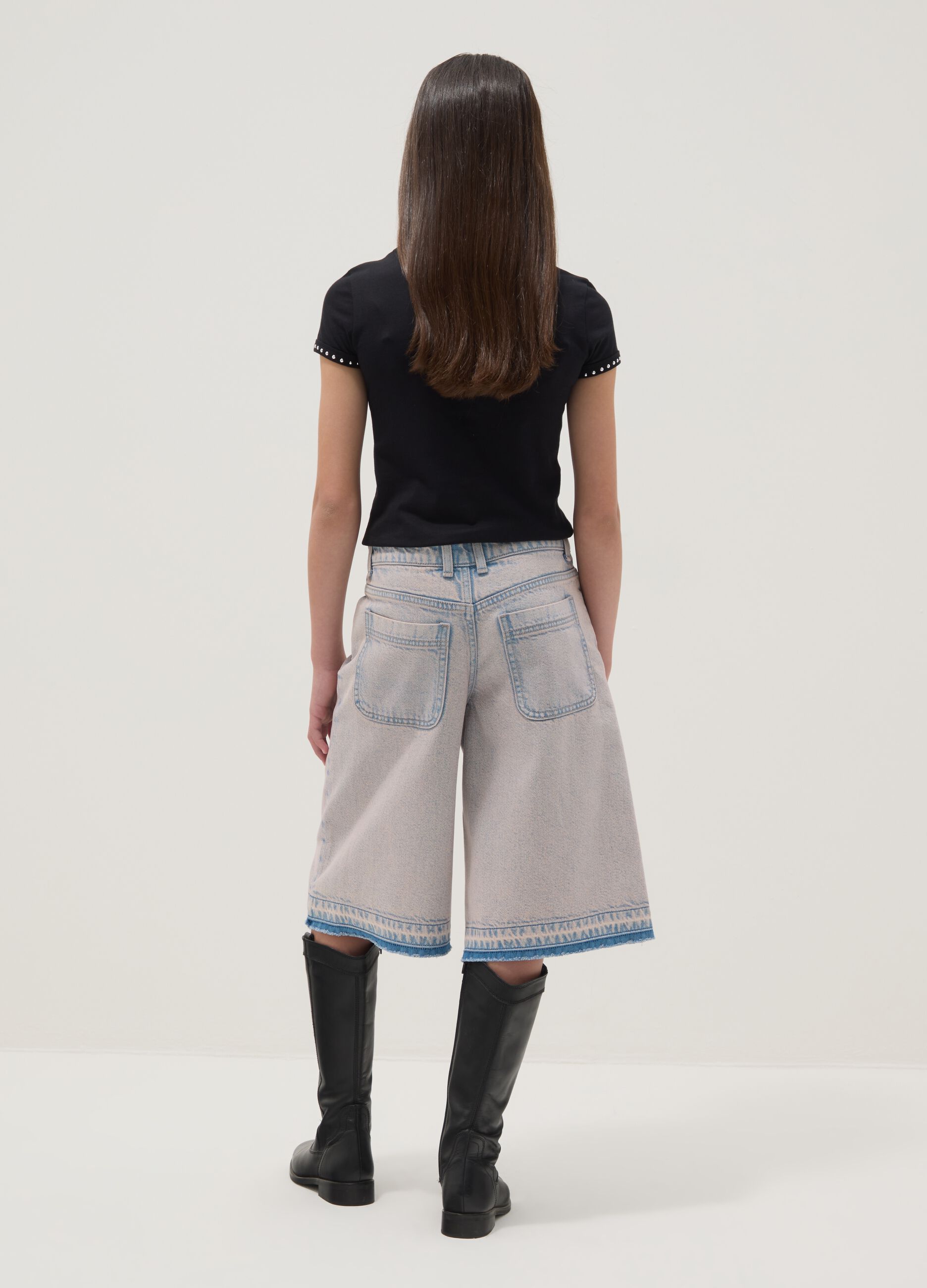 Light blue denim shorts in pure cotton