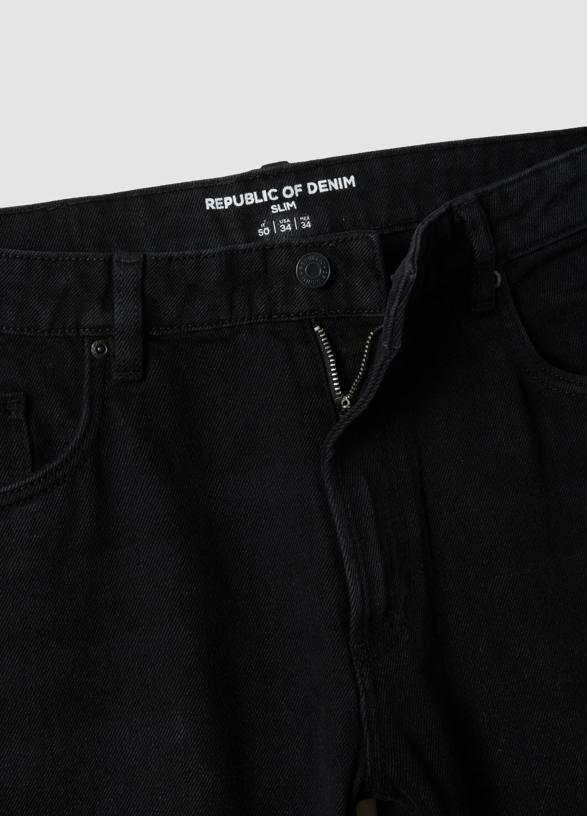 Black slim-fit jeans in cotton and viscose blend