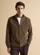 Beige full-zip cardigan with collar, regular fit_2