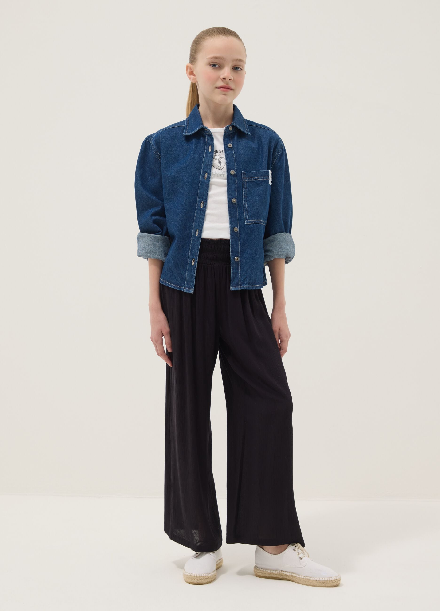 Black pure viscose palazzo trousers