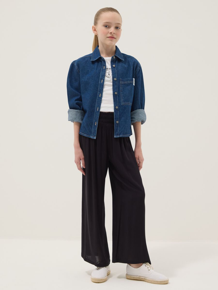 Pantalon palazzo noir en viscose pure_0