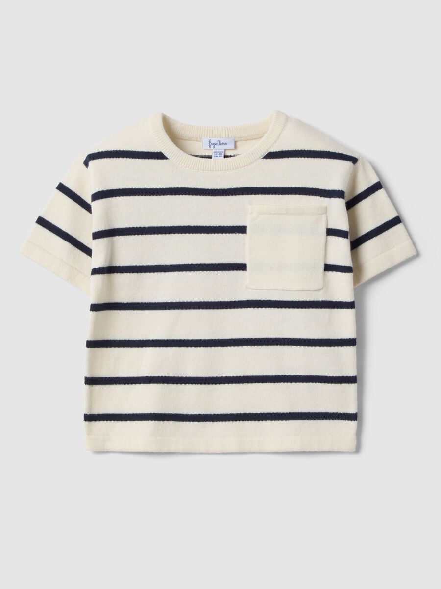 T-shirt in puro cotone a righe multicolor da bimbo regular fit_0