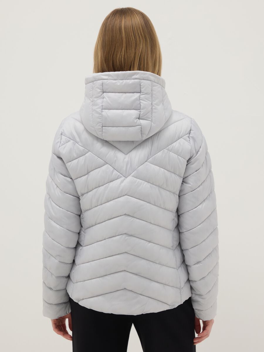 Grey padded regular fit jacket with hood_2