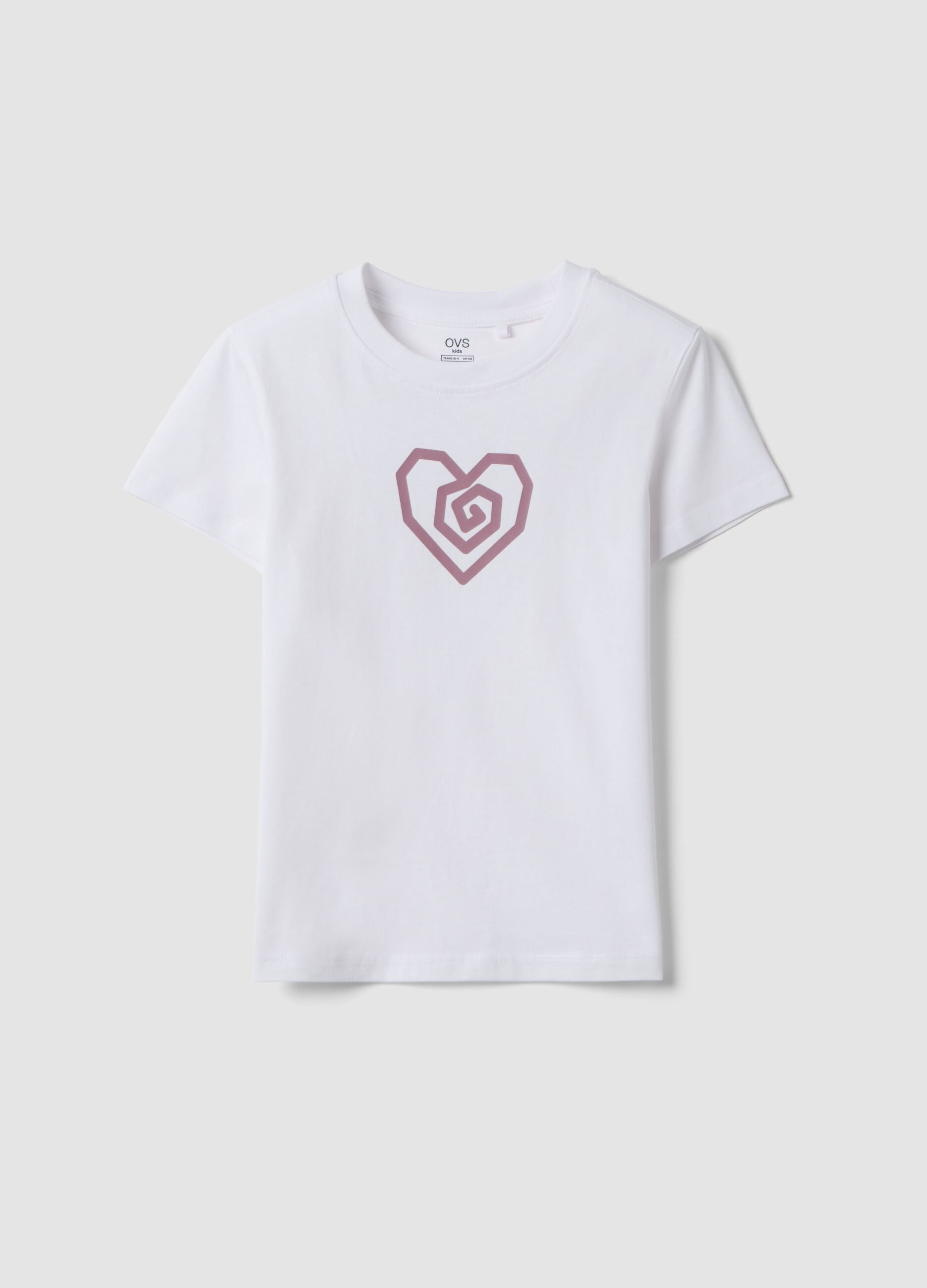 T-shirt bianca in cotone organico a maniche corte per ragazza regular fit