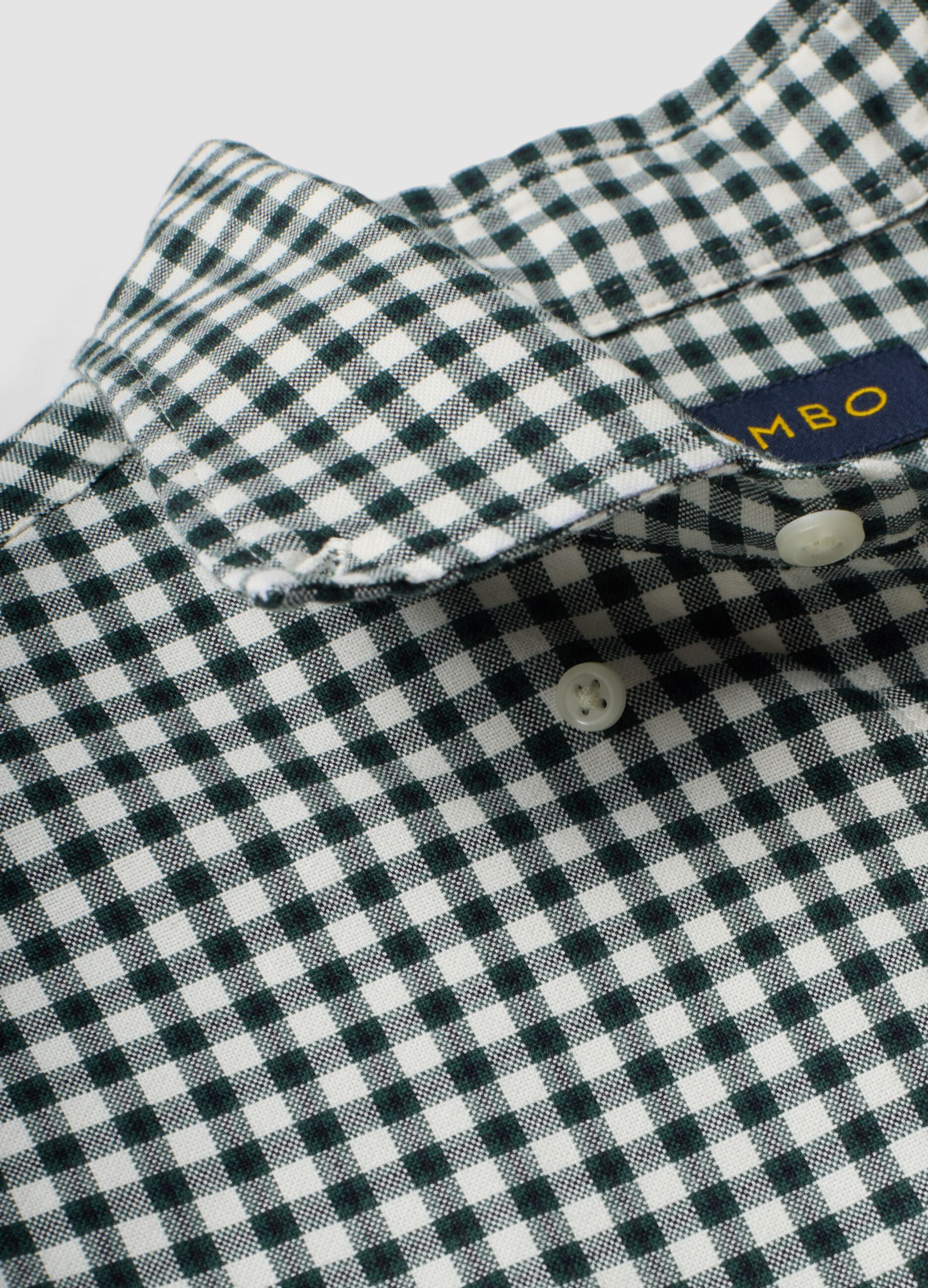 Green checked Oxford shirt in pure cotton with button-down collar, regular fit